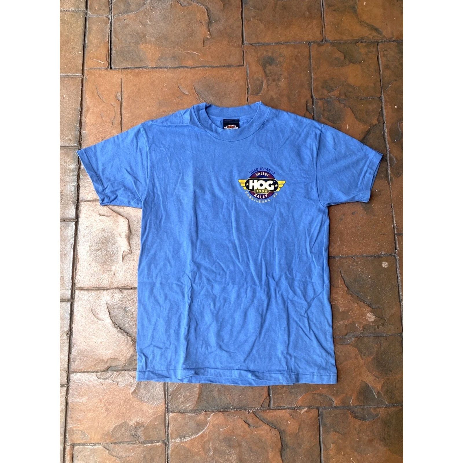 Harley Davidson VINTAGE Harley-Davidson T-Shirt Blue 90s Valley Hog Rally Harrisburg PA Single Stitched M Crew Neck Short Sleeve Logo Biker 90s Size US M / EU 48-50 / 2 - 2 Thumbnail