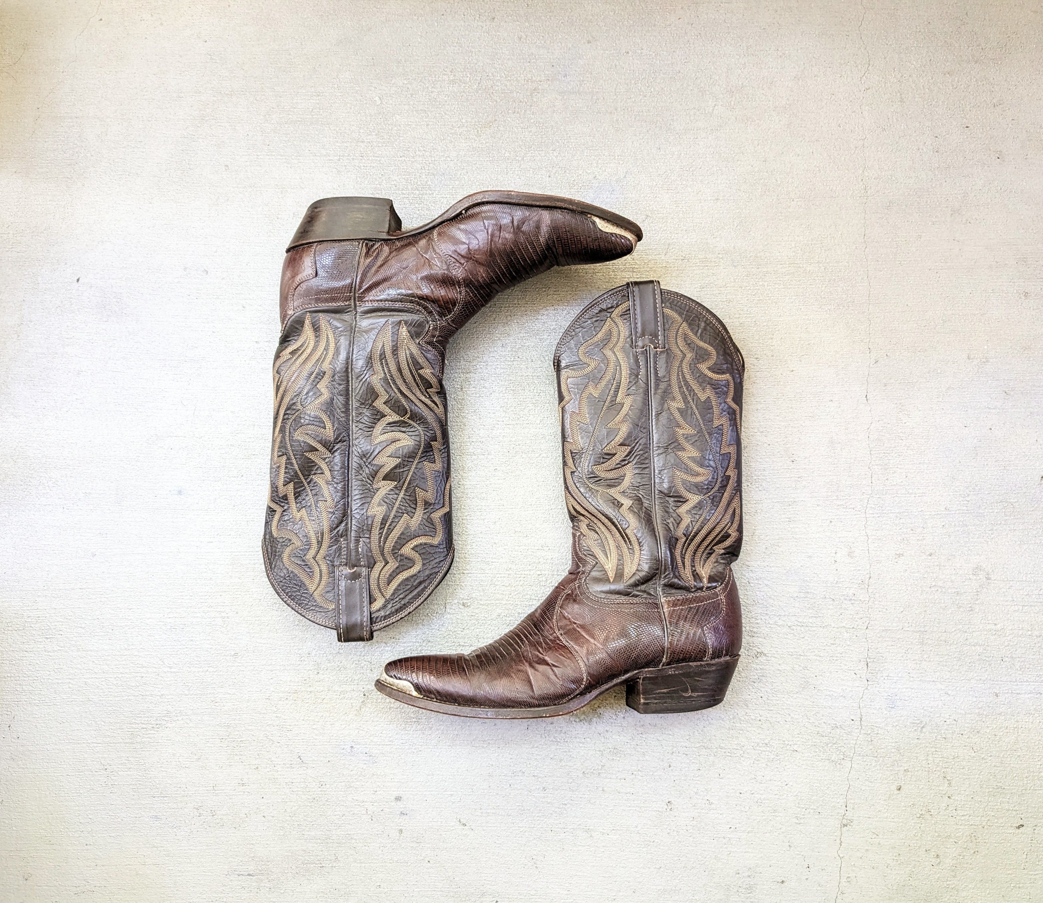 Vintage Justin Lizard Cowboy Boots Brown 9 D Leather USA Size US 9 / EU 42 - 1 Thumbnail