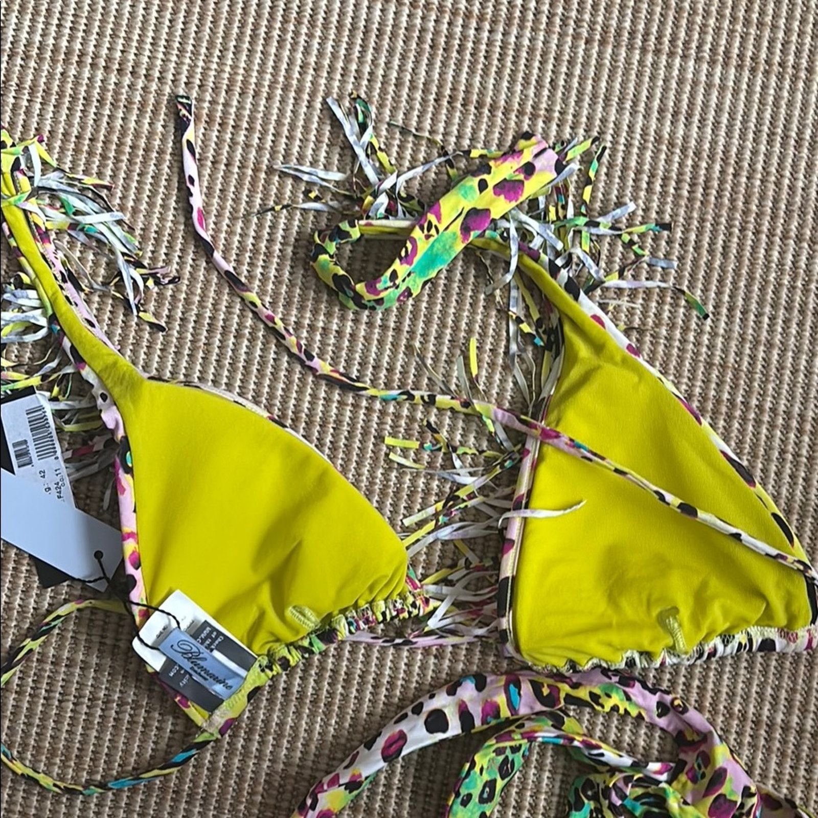Blumarine NWT Blumarine Vibrant Leopard Print Bikini with Fringe Sz S Size ONE SIZE - 9 Thumbnail