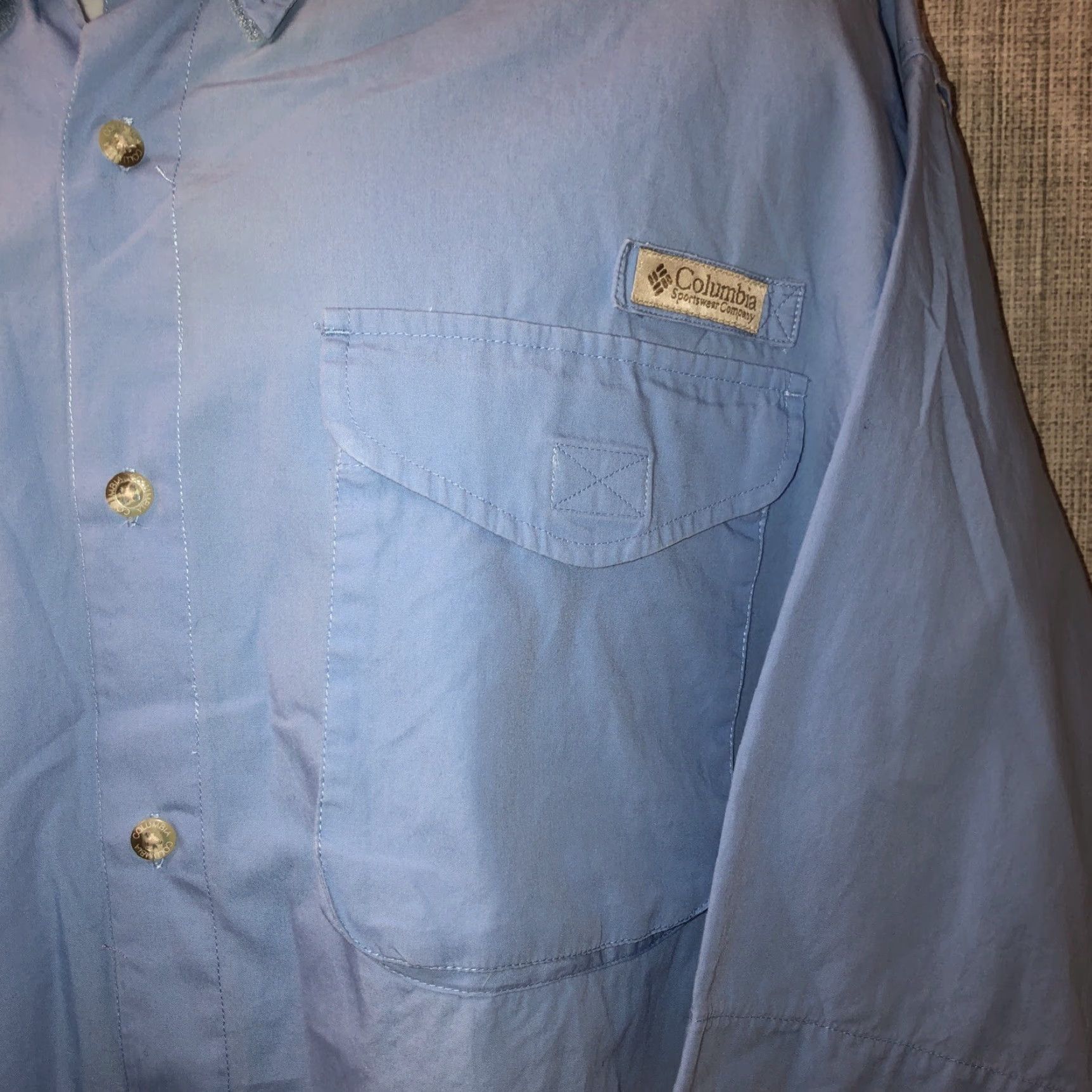 Vintage Columbia Blue Vented Fishing Shirt Mens XL Button-Up Short Sleeve Size US XL / EU 56 / 4 - 2 Thumbnail