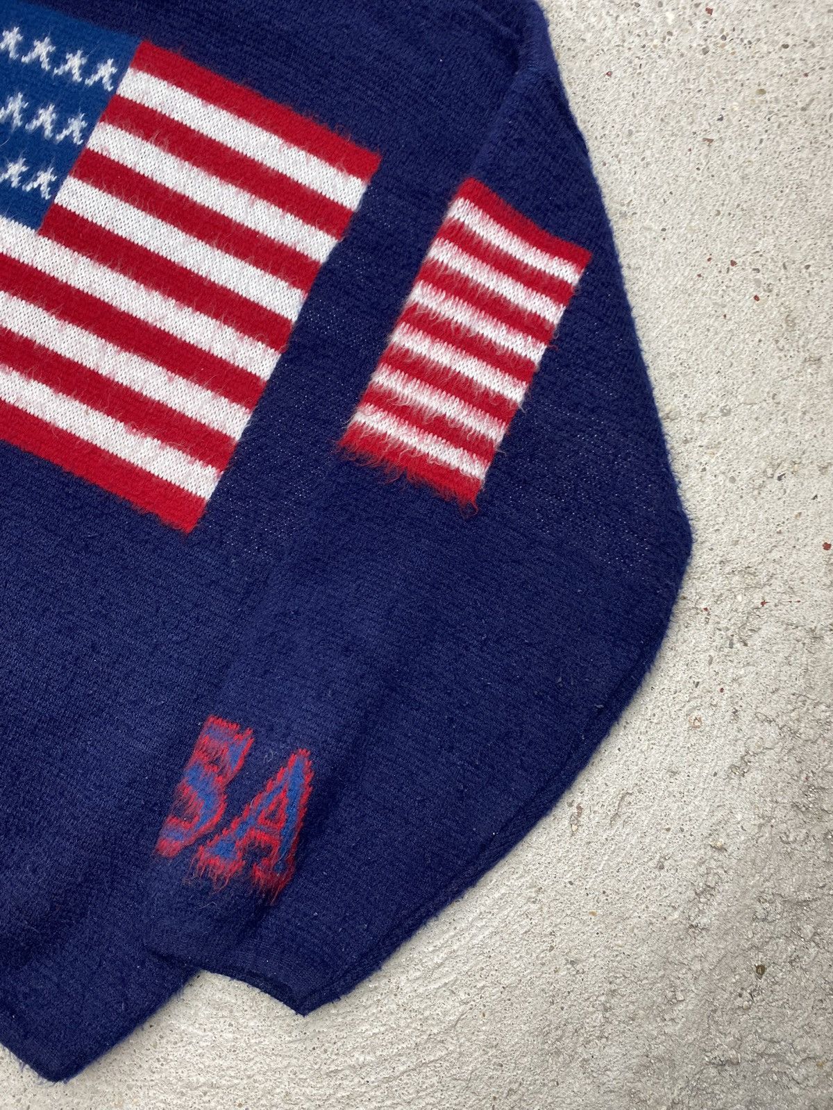 Vintage Vintage usa knitted mohair hoodie flag patriotic ovwrsized Size US L / EU 52-54 / 3 - 8 Thumbnail