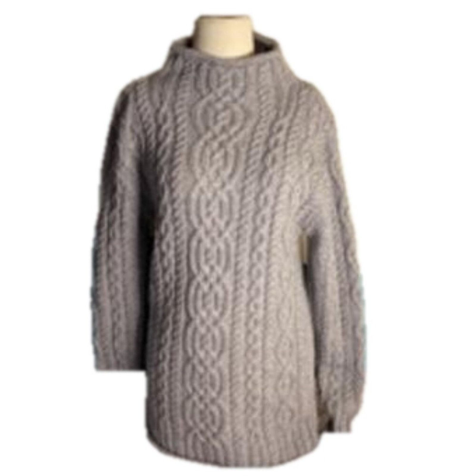 Other Cozy Cottagecore Chunky Cable Knit Gray Merino Wool Sweater Size M / US 6-8 / IT 42-44 - 2 Thumbnail