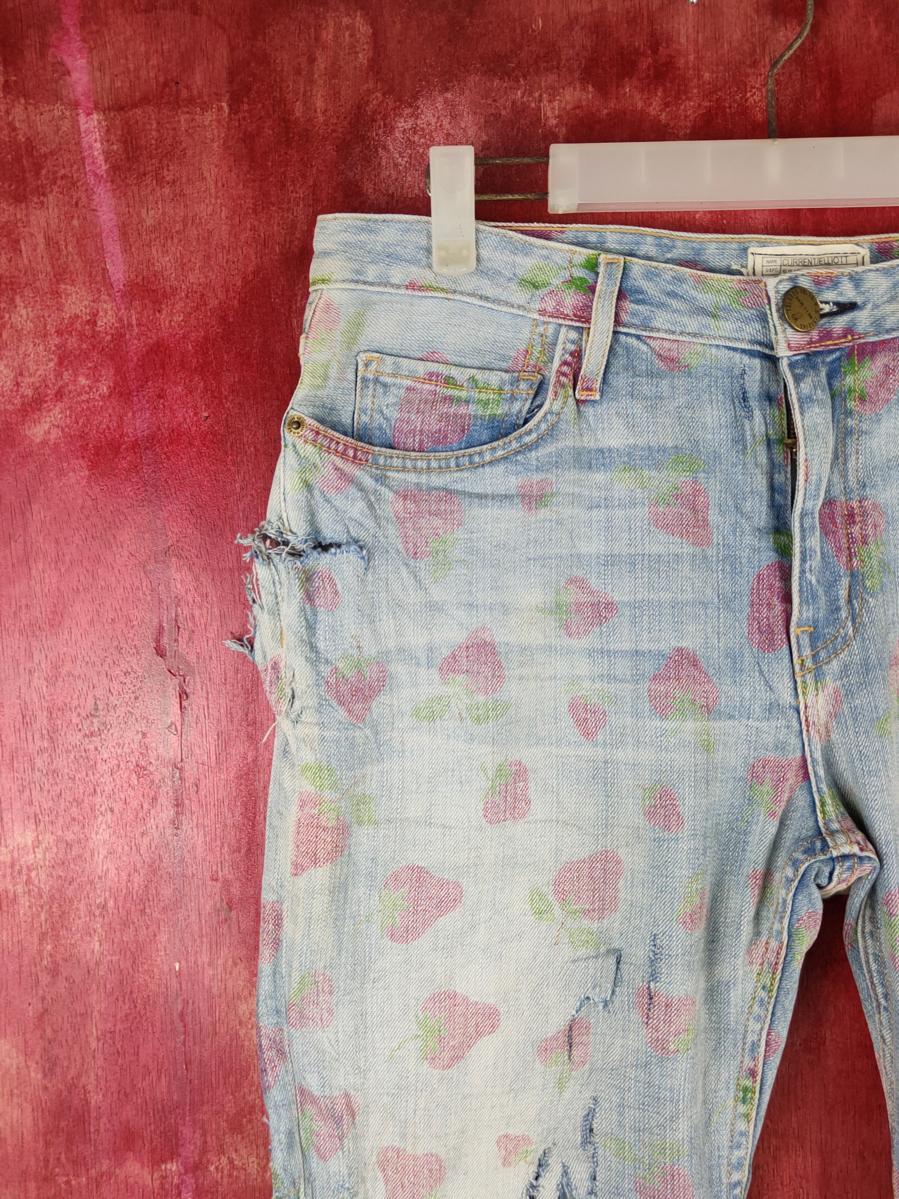 Current/Elliot Current Elliot strawberry faded Ripped Denim #S1537 Size 31" - 4 Thumbnail