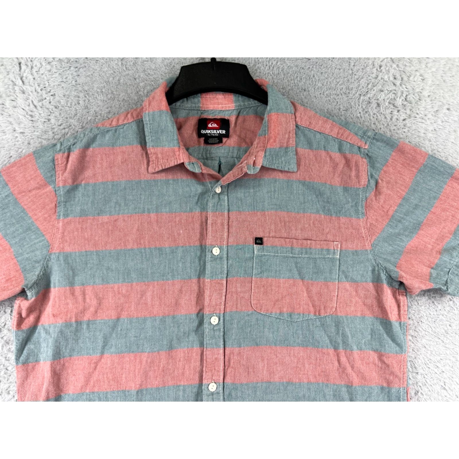 Quiksilver Quiksilver Shirt Mens XL Green Stripe Button-Up Cotton Slim Fit Size US XL / EU 56 / 4 - 4 Thumbnail