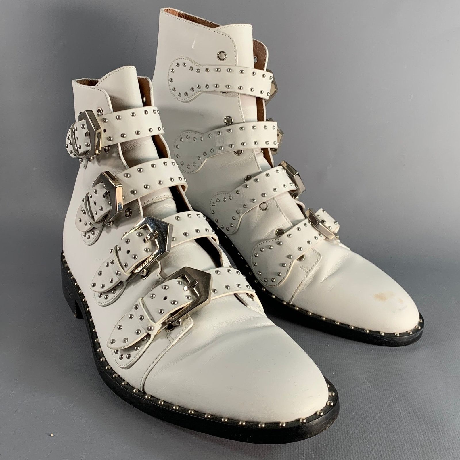 Givenchy GIVENCHY Size 8 White Studded Leather Belted Boots Size US 8 / EU 41 - 1 Thumbnail