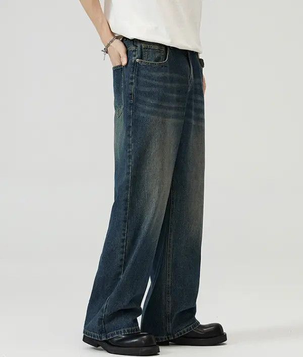 Japanese Brand loose wide-leg washed baggy jeans for men Size US 32 / EU 48 - 4 Thumbnail