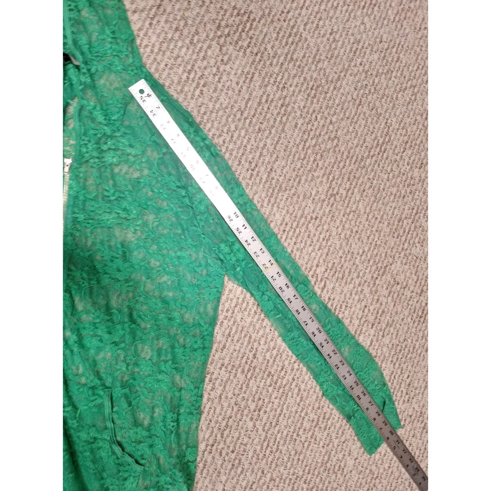 Vogue VINTAGE Evogues Womens Hoodie 3XL Green Lace Zip Fairy Lingerie Full Zip Activewear Womens Size XXL / US 16-18 / IT 52-54 - 7 Thumbnail