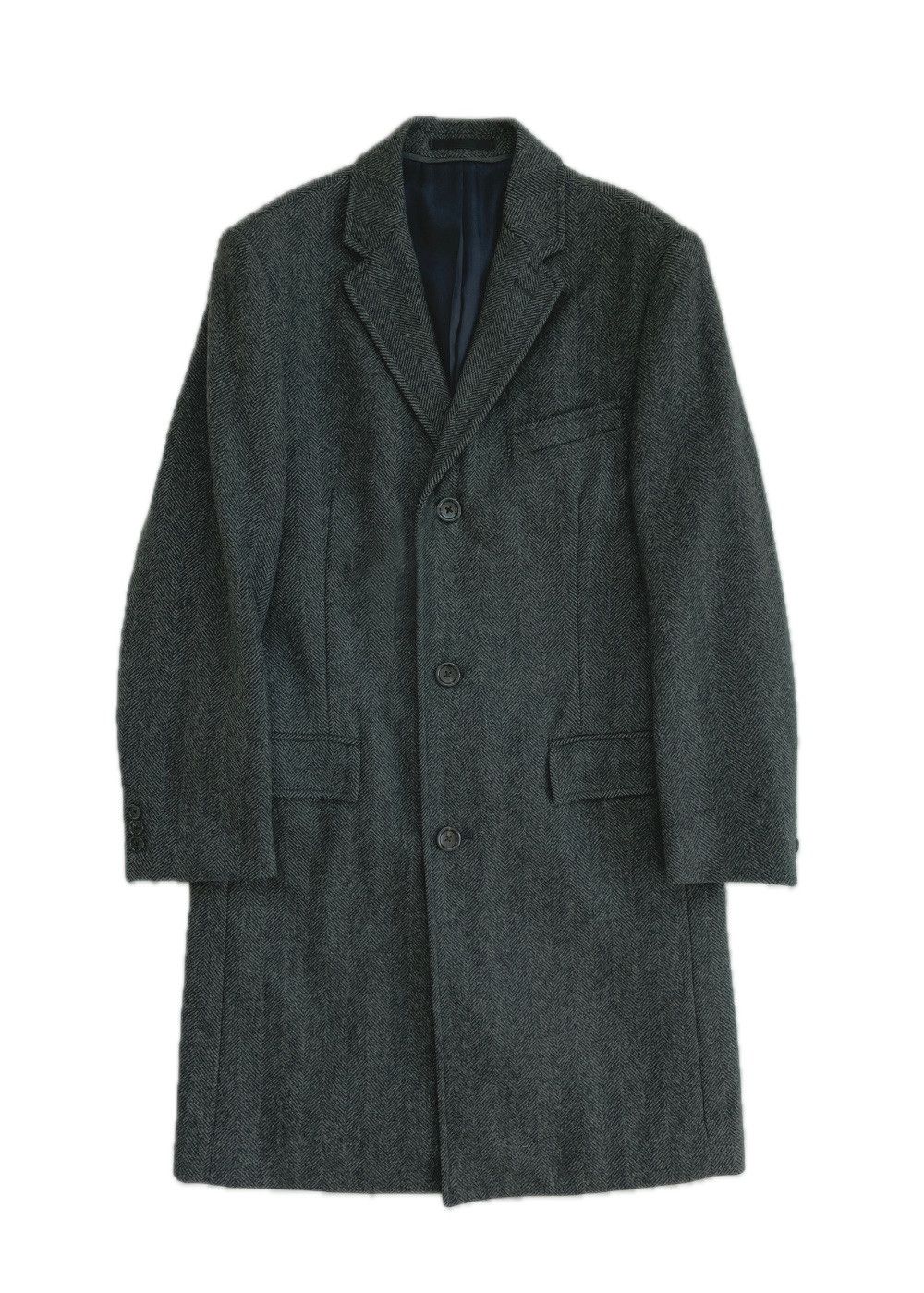image of J Crew Abraham Moon Tweed Gray Herringbone Top Coat in Herringbone Gray, Men's (Size Medium)