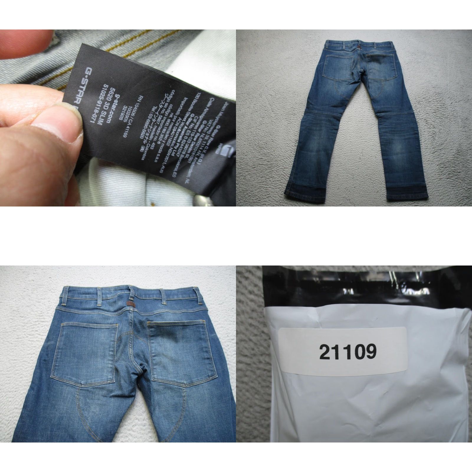 &様 G-Star RAW 5620 3D Slim Jeans Mens 33x30 Button Fly Tapered Moto