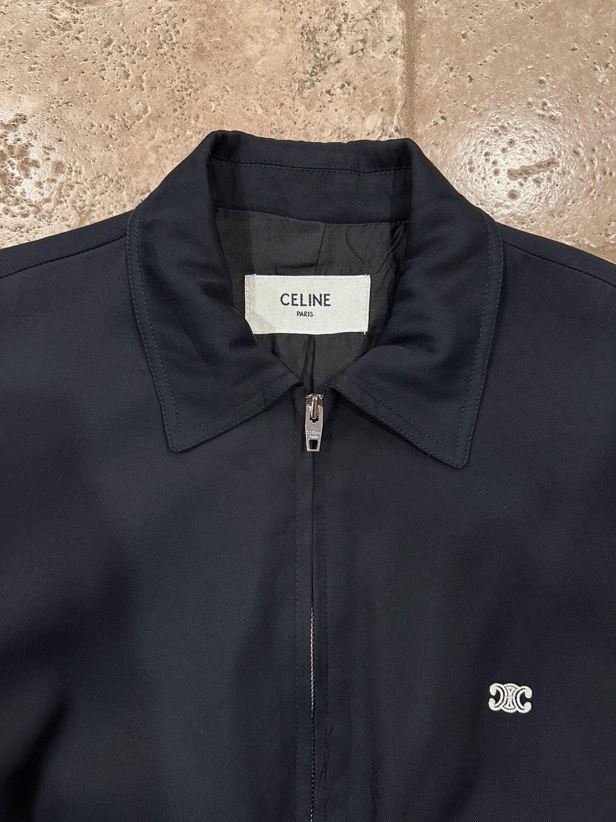 Celine Celine x Hedi Triomphe Logo Viscoe Navy Blouson Jacket Size US M / EU 48-50 / 2 - 6 Thumbnail