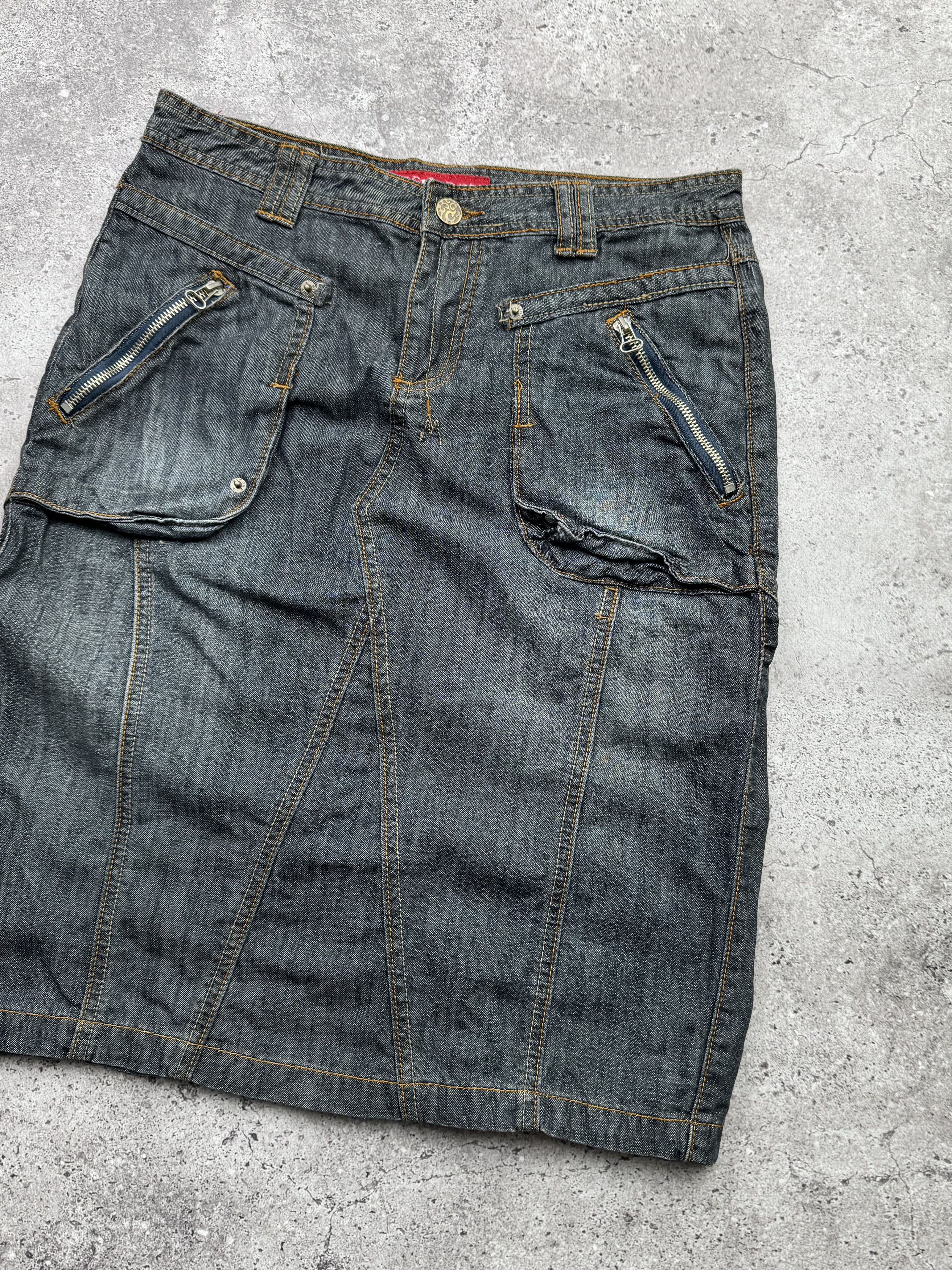 Japanese Brand Vintage Denim Midi Skirt C266(V332)(E8) Size 27" / US 4 / IT 40 - 3 Thumbnail