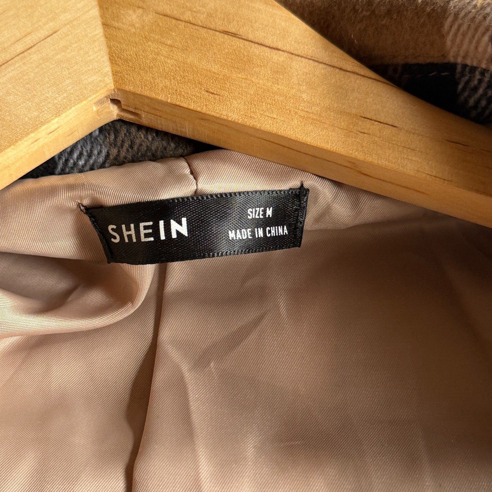 Shein SHEIN Plaid Tan/ Black Long Double Breasted Coat Size US M / EU 48-50 / 2 - 5 Thumbnail