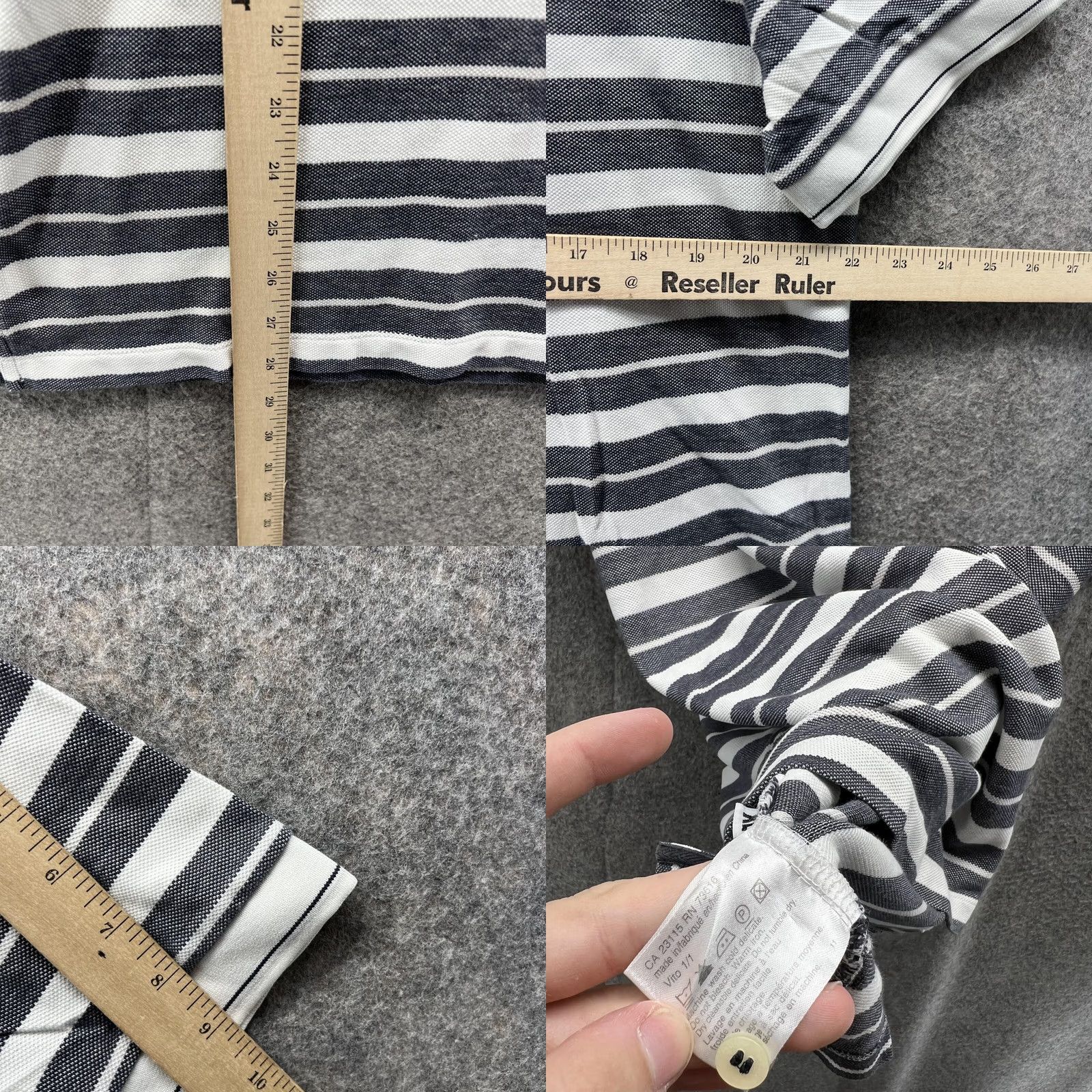 Hugo Boss VINTAGE Hugo Boss Polo Shirt Men Large Adult White Gray Striped Preppy Cotton vtg Size US L / EU 52-54 / 3 - 8 Thumbnail