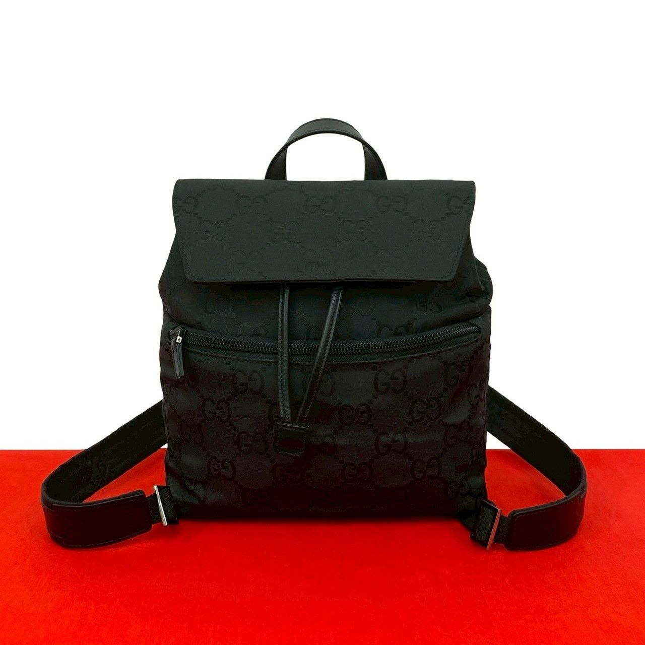 Gucci Gucci Gucci GG Logo Nylon Leather Backpack Leather Backpack DUTY FREE for USA Size ONE SIZE - 1 Thumbnail