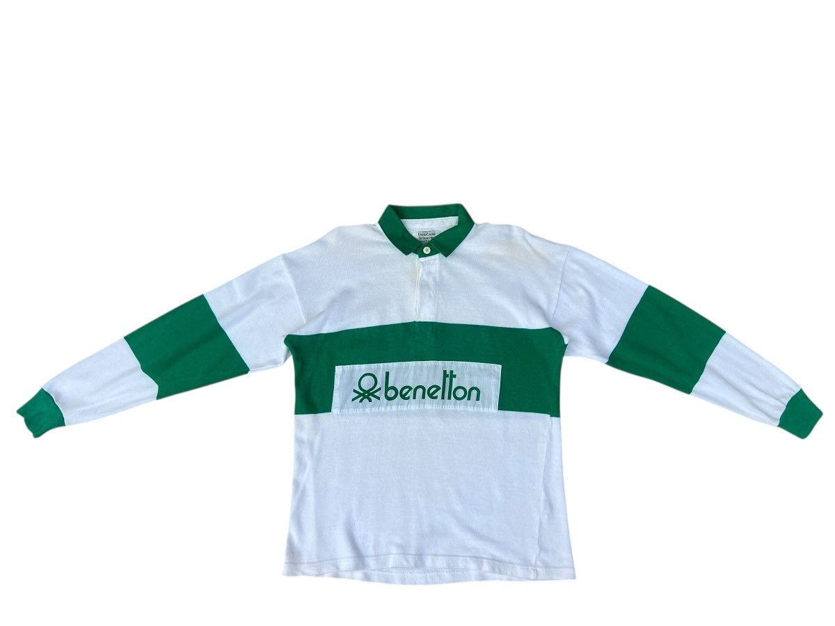 Vintage 90s Benetton Spell Out Rugby Shirt Pablo Escobar