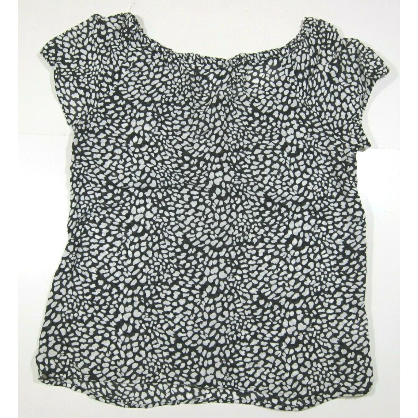Ann Taylor VINTAGE Ann Taylor Loft Rayon Black White Polka Dot Short Sleeve Tunic Top Blouse Medium Size M / US 6-8 / IT 42-44 - 5 Thumbnail