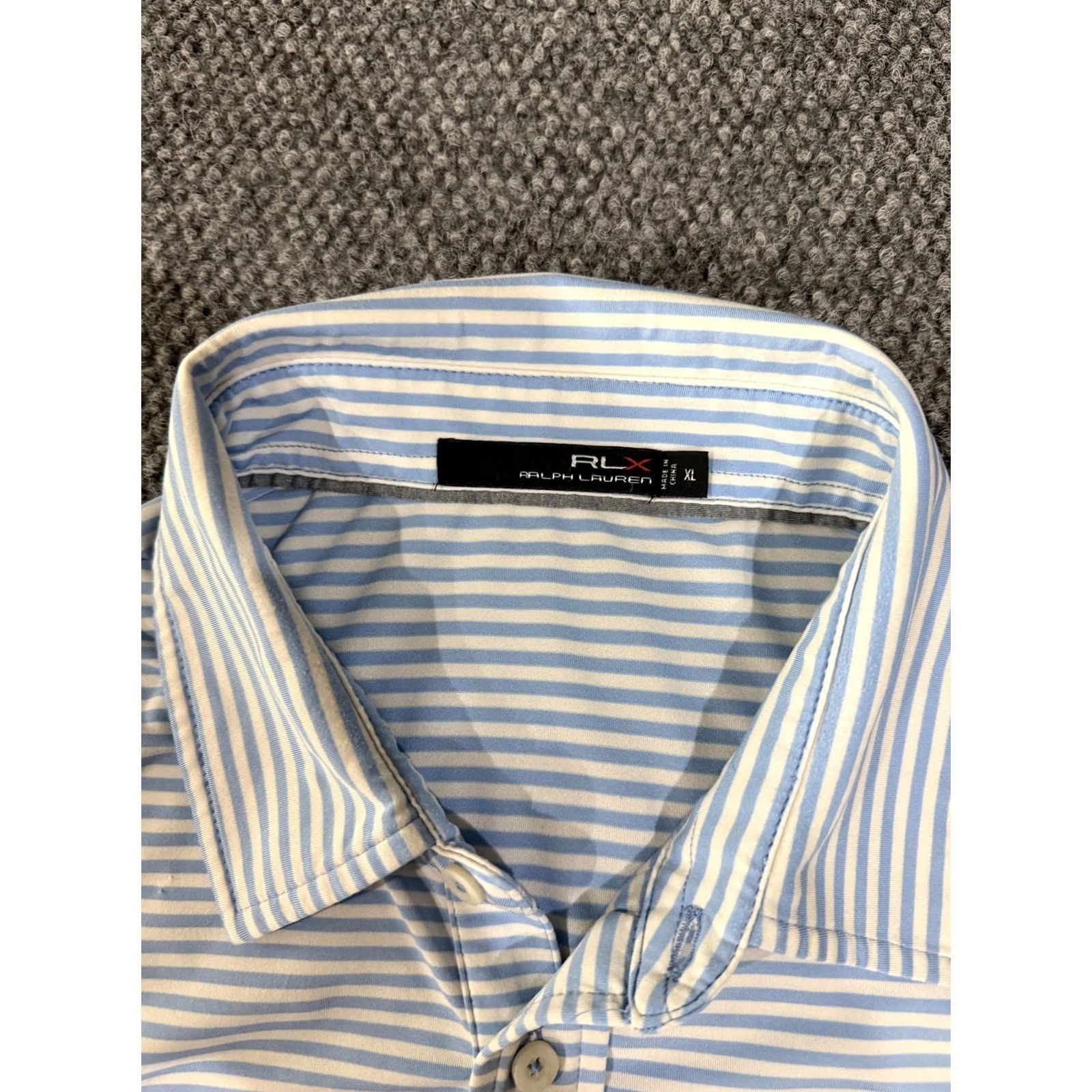 RLX Ralph Lauren VINTAGE RLX Ralph Lauren Polo Shirt Mens XL Blue White Stripe Golf Performance Size US XL / EU 56 / 4 - 4 Thumbnail