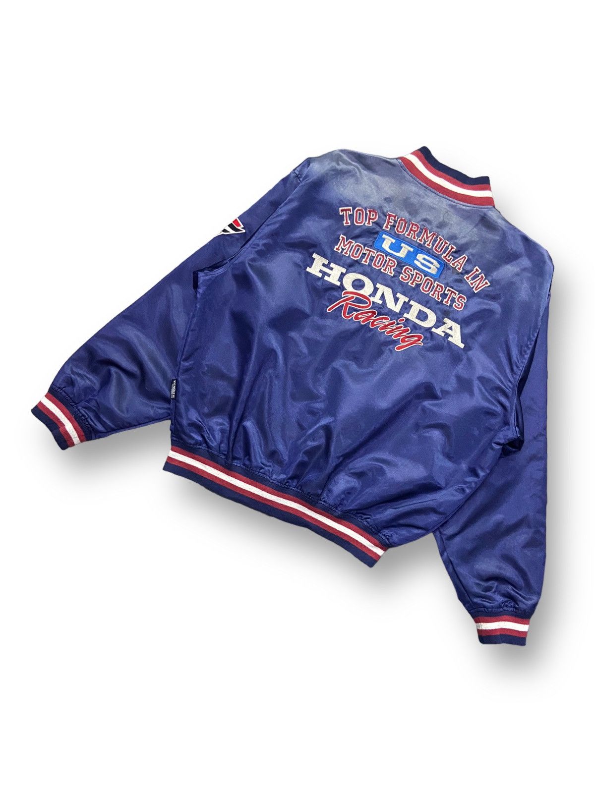 Honda × Vintage Vintage 90s Honda Racing Embroidered Sun faded Bomber Jacket Size US L / EU 52-54 / 3 - 9 Thumbnail