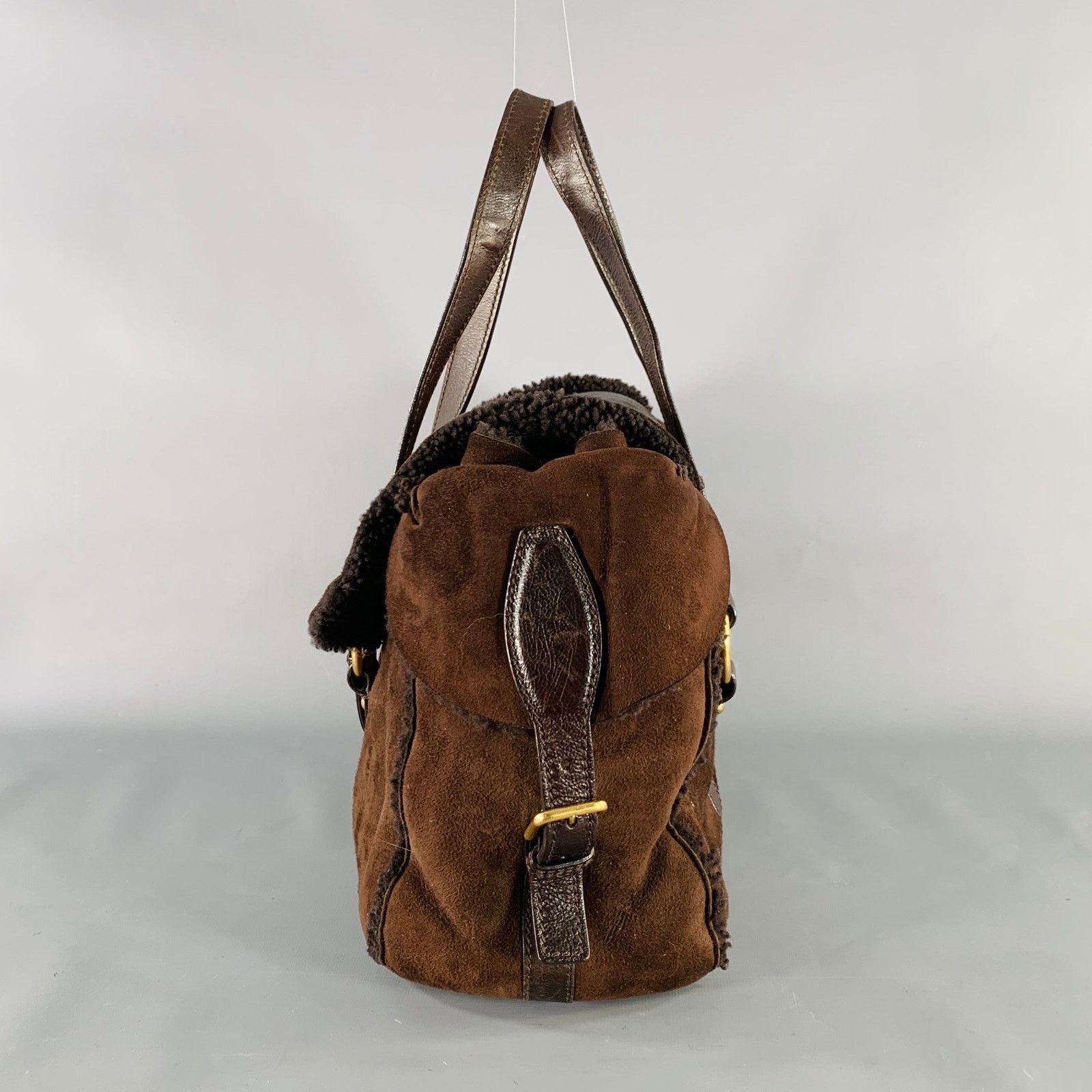 Yves Saint Laurent YVES SAINT LAURENT Brown Shearling Leather Shoulder Handbag Size ONE SIZE - 5 Thumbnail