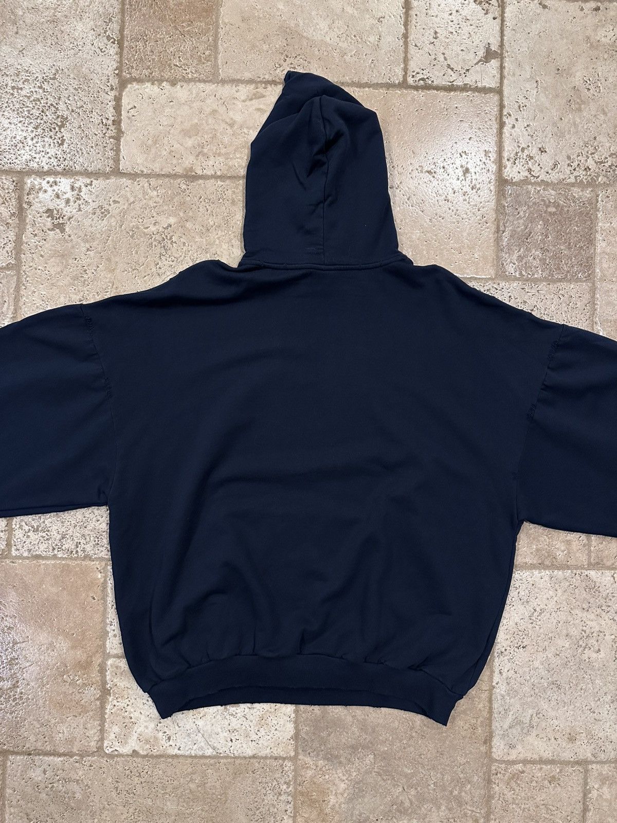 Balenciaga Balenciaga “Be Nice” France Dark Navy 2023 Distressed Hoodie Size US XL / EU 56 / 4 - 10 Thumbnail