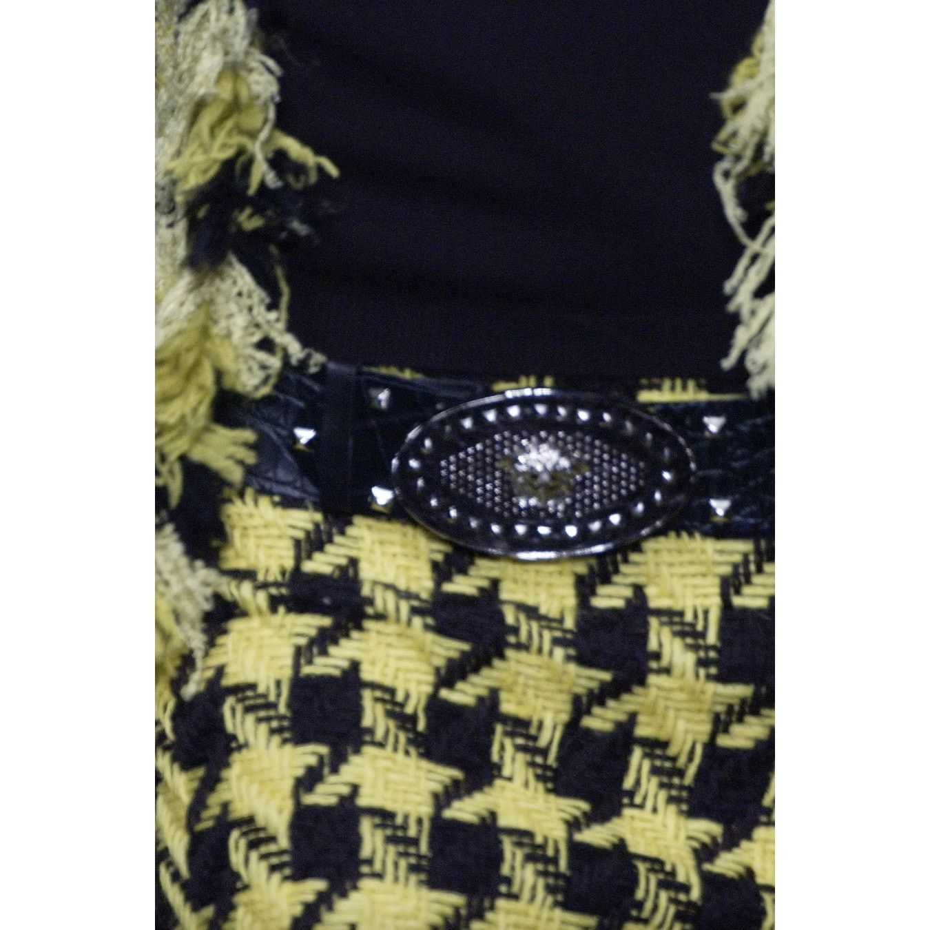 Versace Versace | Vintage Y2K Yellow Houndstooth Mini Skirt 2004 Size 25" / US 0 / IT 36 - 4 Thumbnail