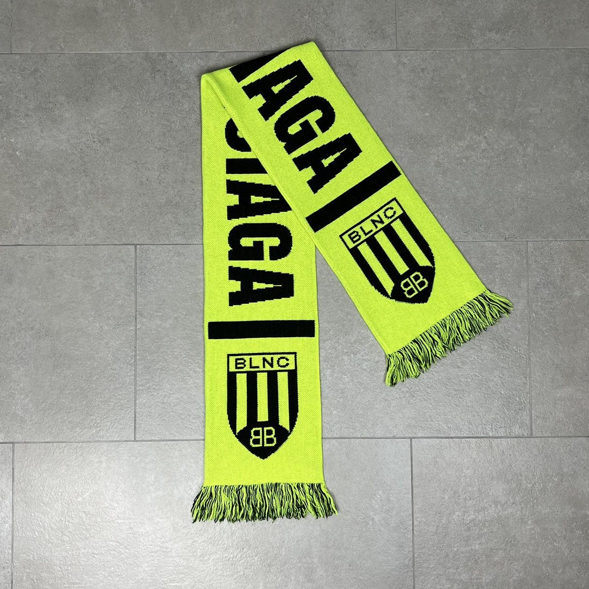 Balenciaga FW20 Knit Soccer Scarf in Neon Yellow
