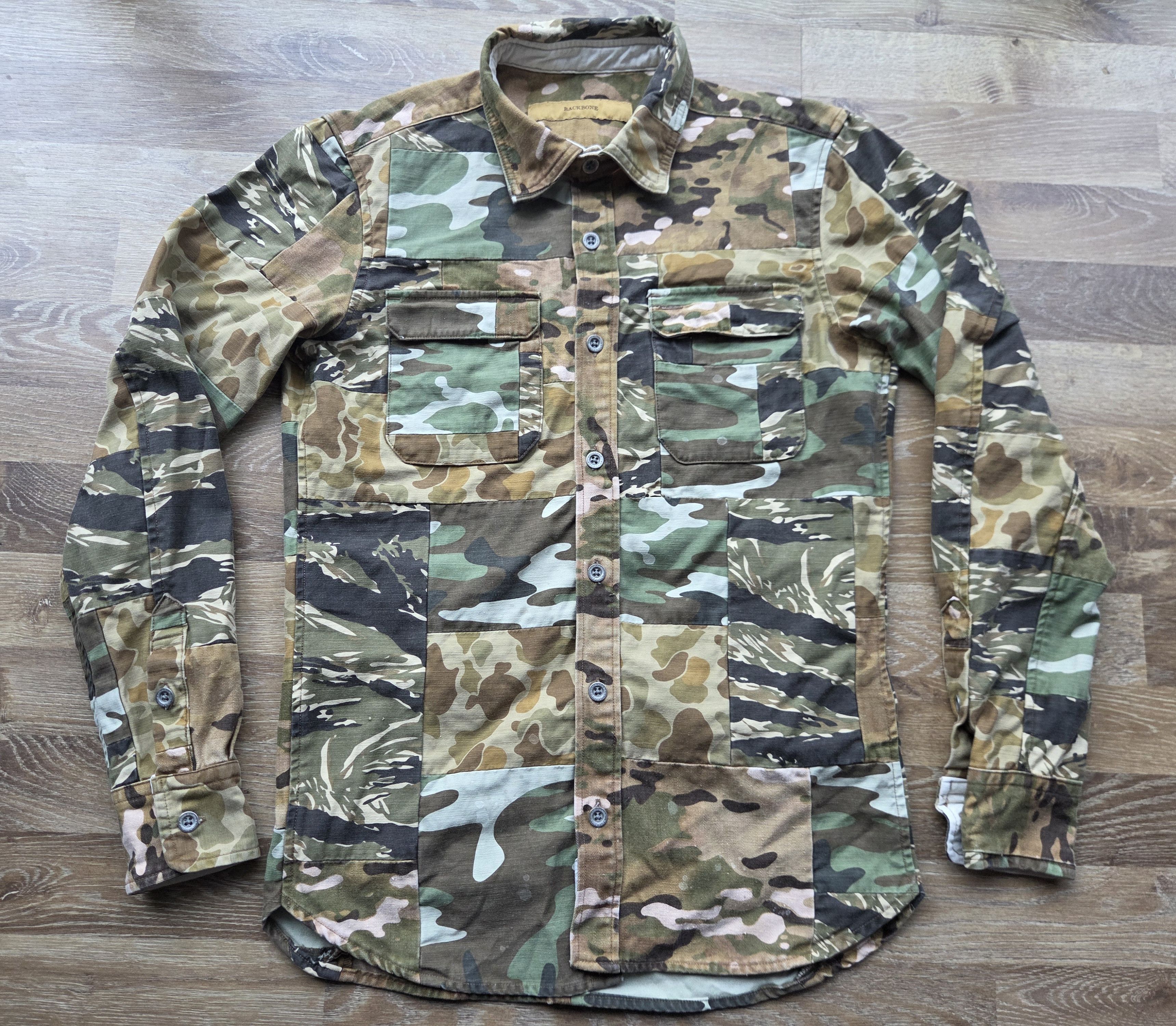 Backbone BACKBONE Tiger Stripe Camo Patchwork Military Shirt SS2015 Size US S / EU 44-46 / 1 - 1 Thumbnail