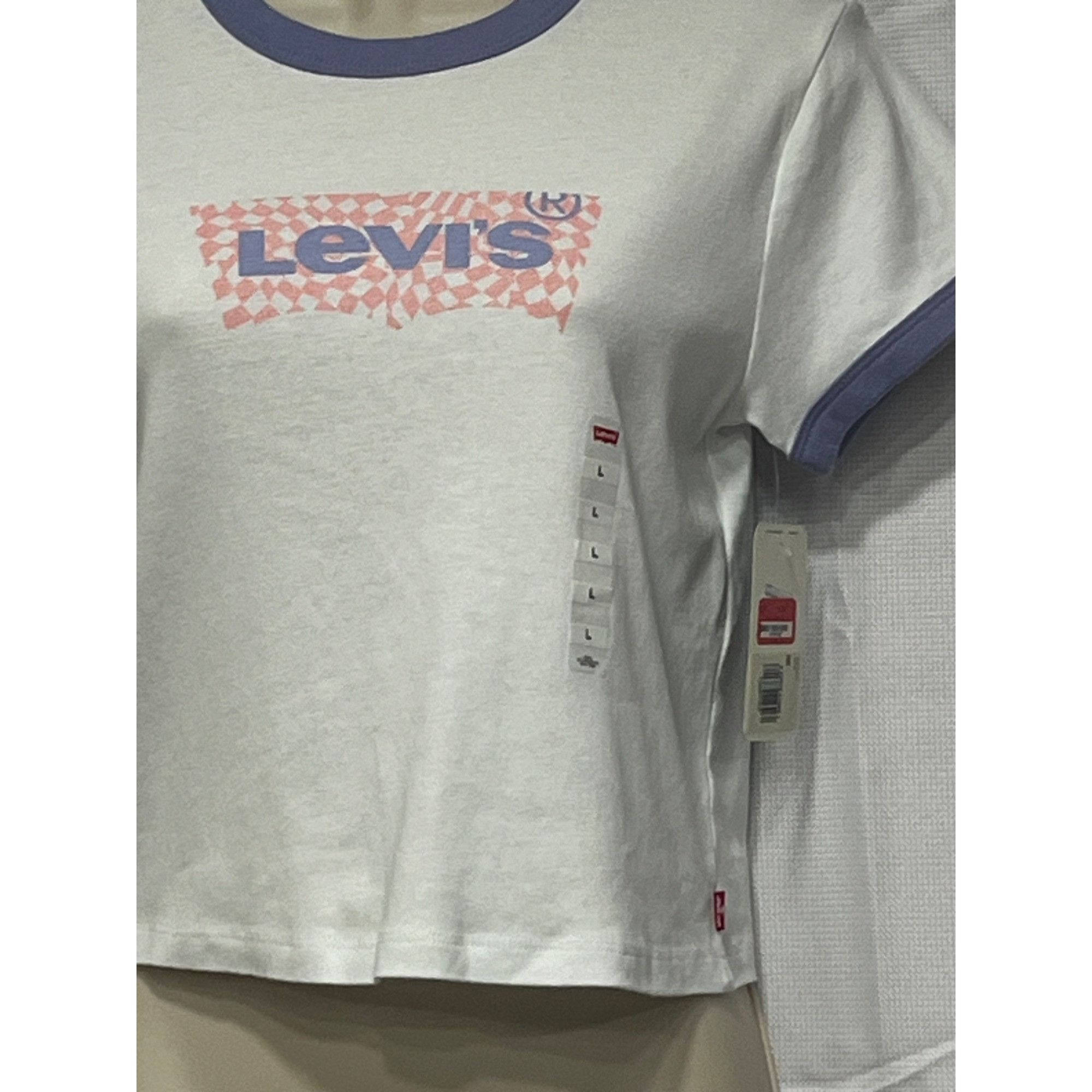Levi's Levi's Women's Cropped Graphic Ringer Logo T-Shirt, L Size L / US 10 / IT 46 - 8 Thumbnail