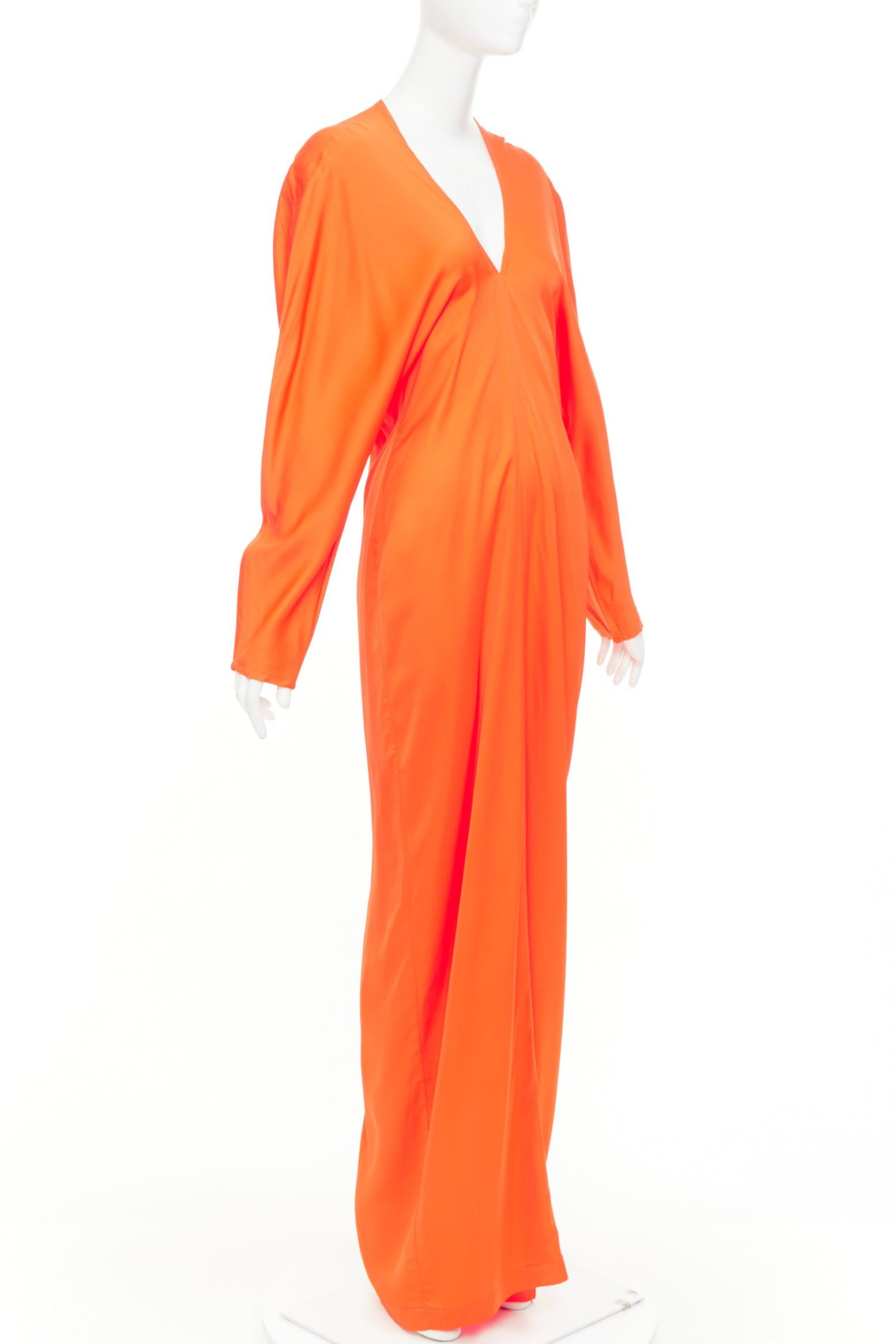 Salvatore Ferragamo FERRAGAMO Maximilian Davis Mandarin orange satin kimono gown dress IT40 S Size S / US 4 / IT 40 - 1 Thumbnail