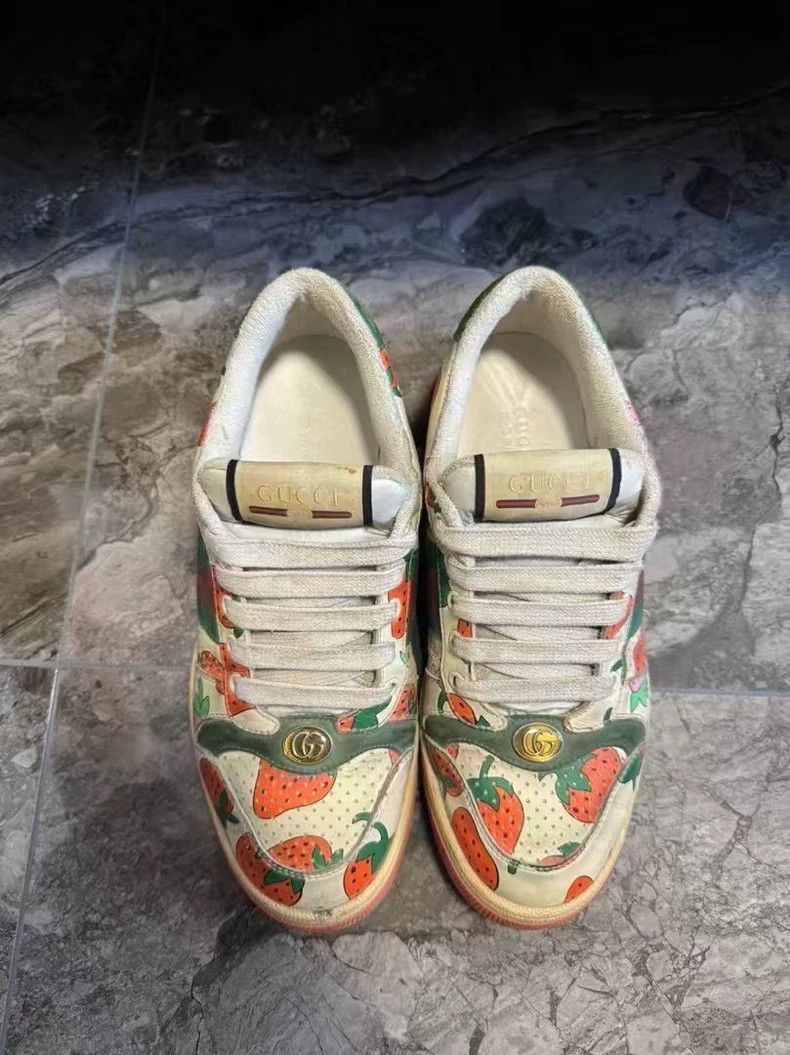 Gucci Strawberry Print Screener Sneakers Size 37-2506
