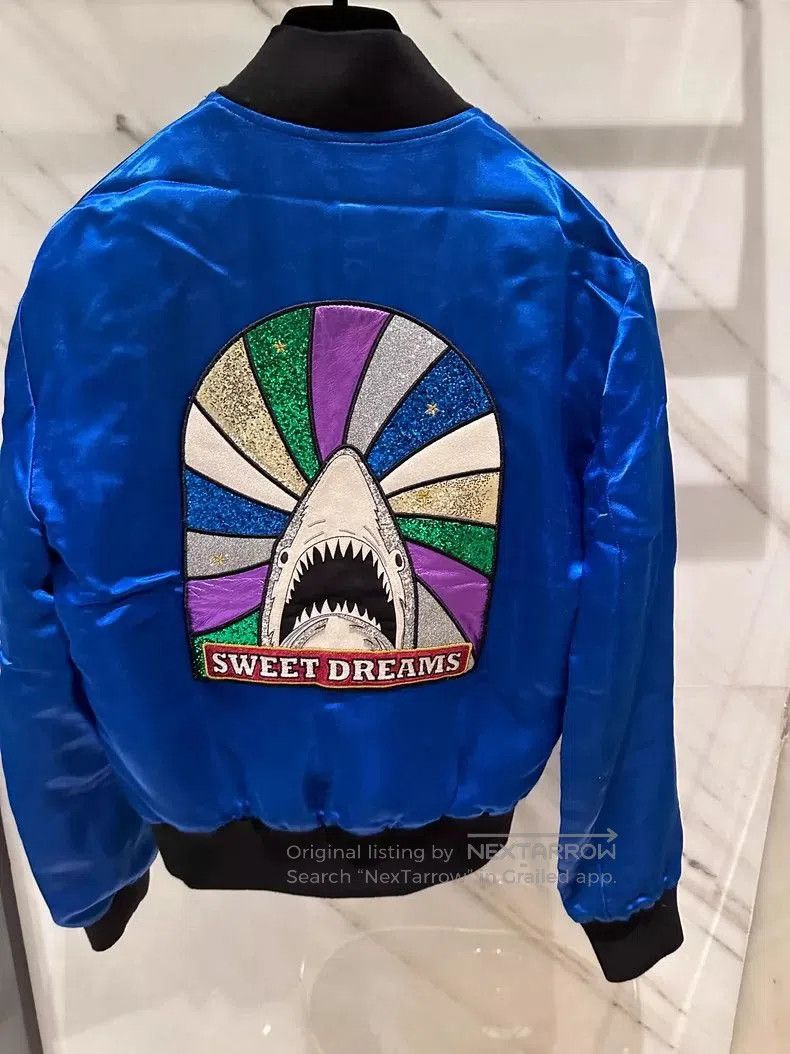 Saint Laurent Paris Saint Laurent Blue Silk Shark Jacket. Size XS / US 0-2 / IT 36-38 - 2 Thumbnail