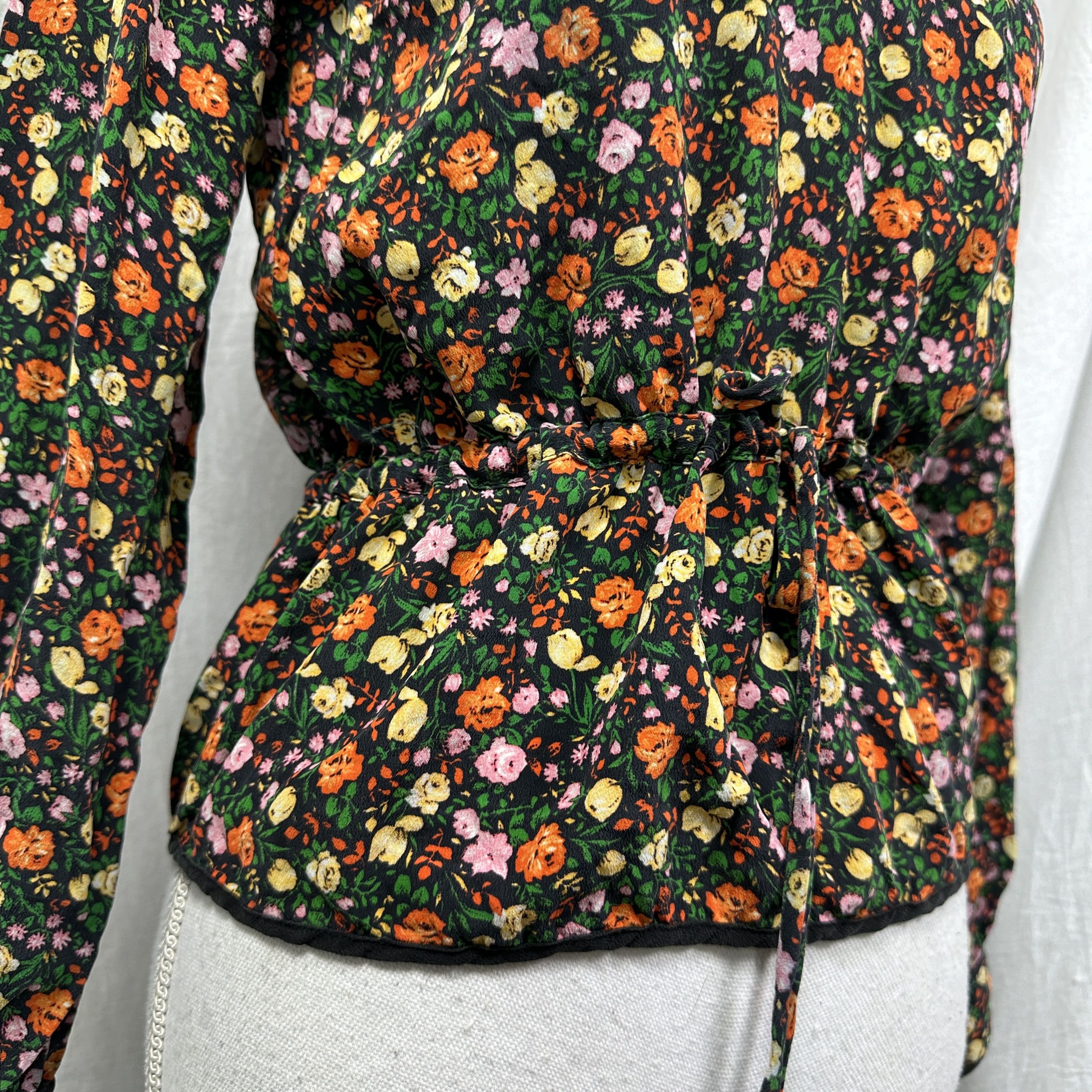 Ganni Vintage Casual Preppy Floral Silk Ganni Shirt Y2K Size XS / US 0-2 / IT 36-38 - 9 Thumbnail