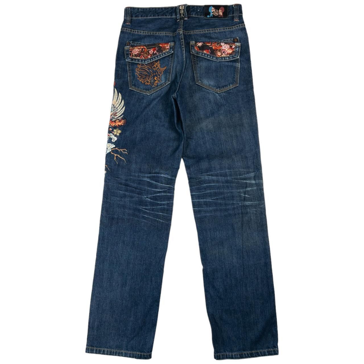 Other Vintage Big Train Japanese Embroidered Denim Jeans Size W31 Size 31" - 3 Thumbnail
