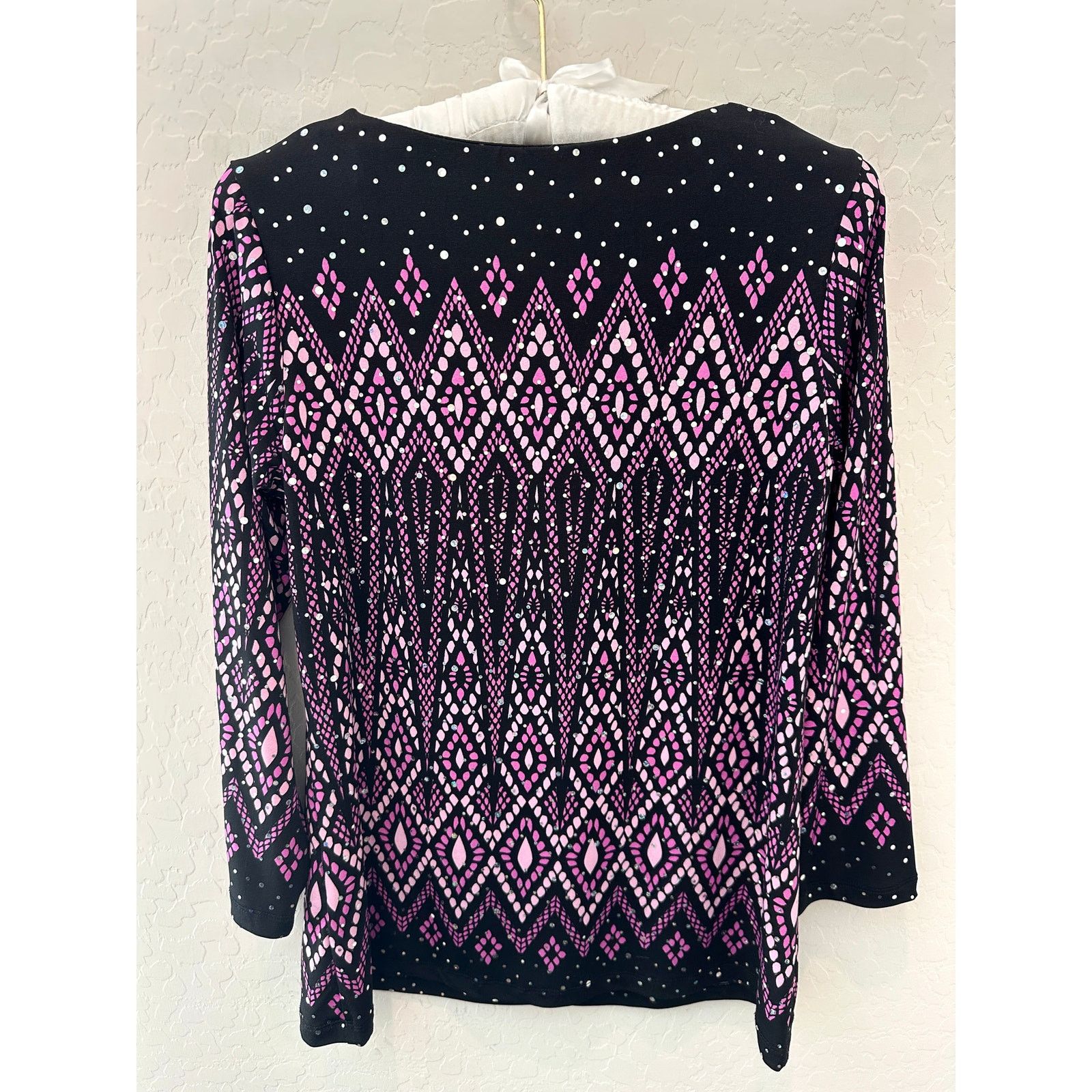 Bob Mackie BOB MACKIE | Black Purple Rhinestone Knit Long Sleeve Top Size XXS / US 00 / IT 34 - 4 Thumbnail