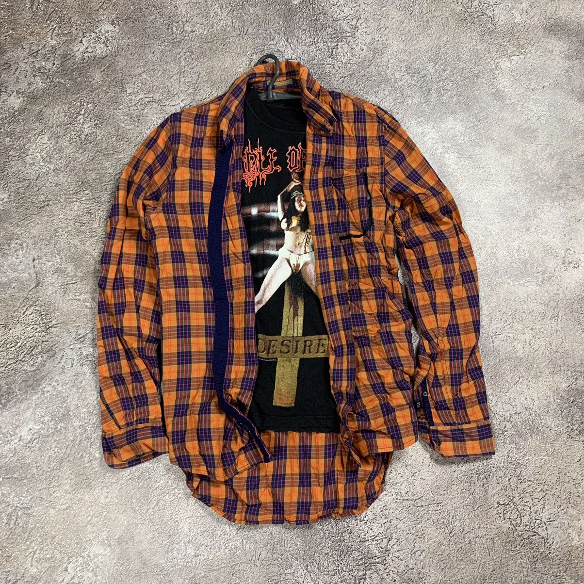 Vintage Vintage 90s Orange Checkered Plaid Shirt Grunge Streetwear L Size US L / EU 52-54 / 3 - 1 Thumbnail
