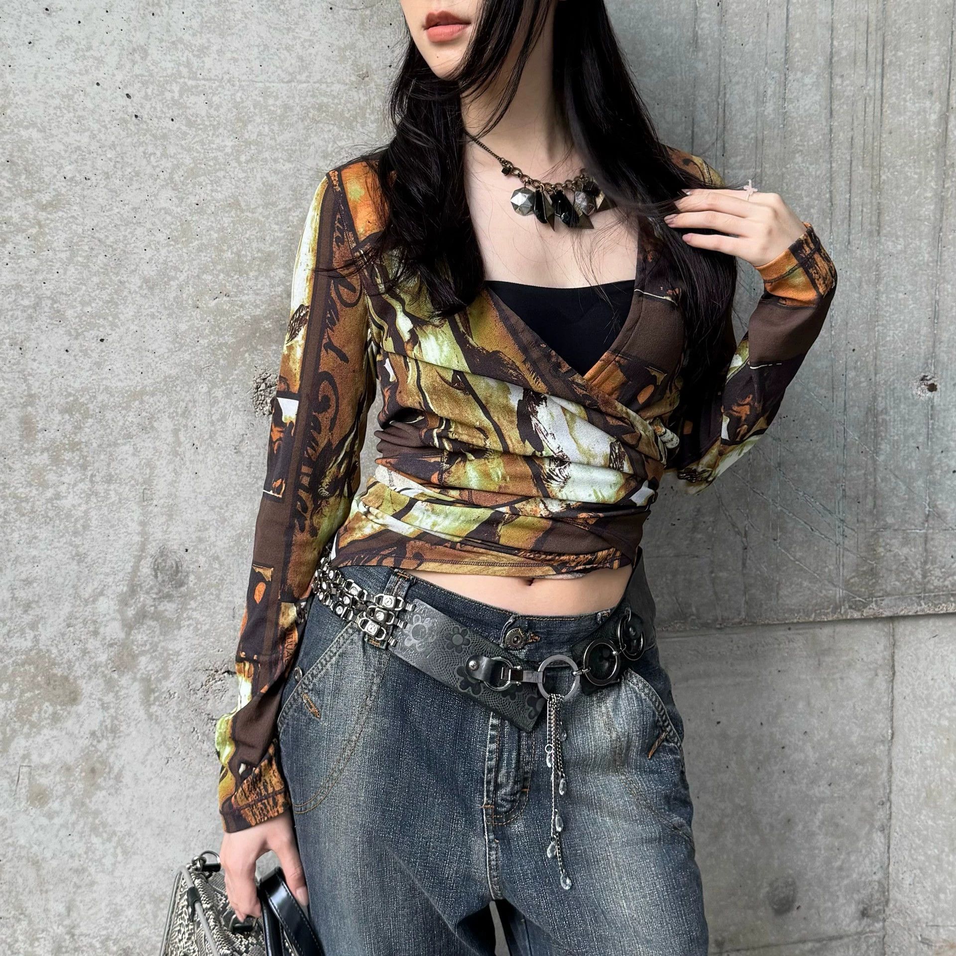 Jean Paul Gaultier JPG Vintage Rare Oil Painting Print Cardigan Adjustable Tie Size S / US 4 / IT 40 - 1 Thumbnail