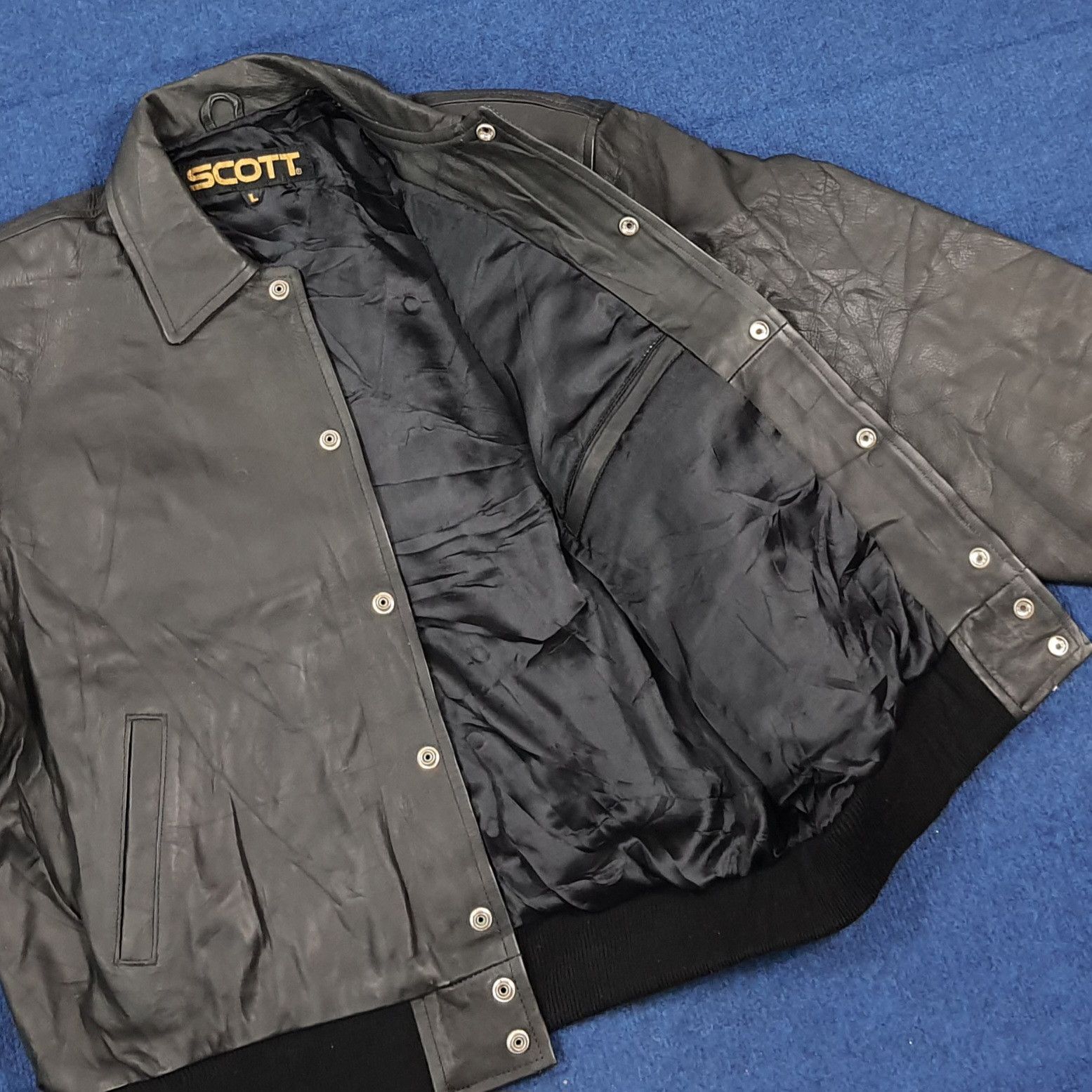 Schott SCOTT TEAM Moto Leather Jacket with Large Back Flames Size US L / EU 52-54 / 3 - 7 Thumbnail