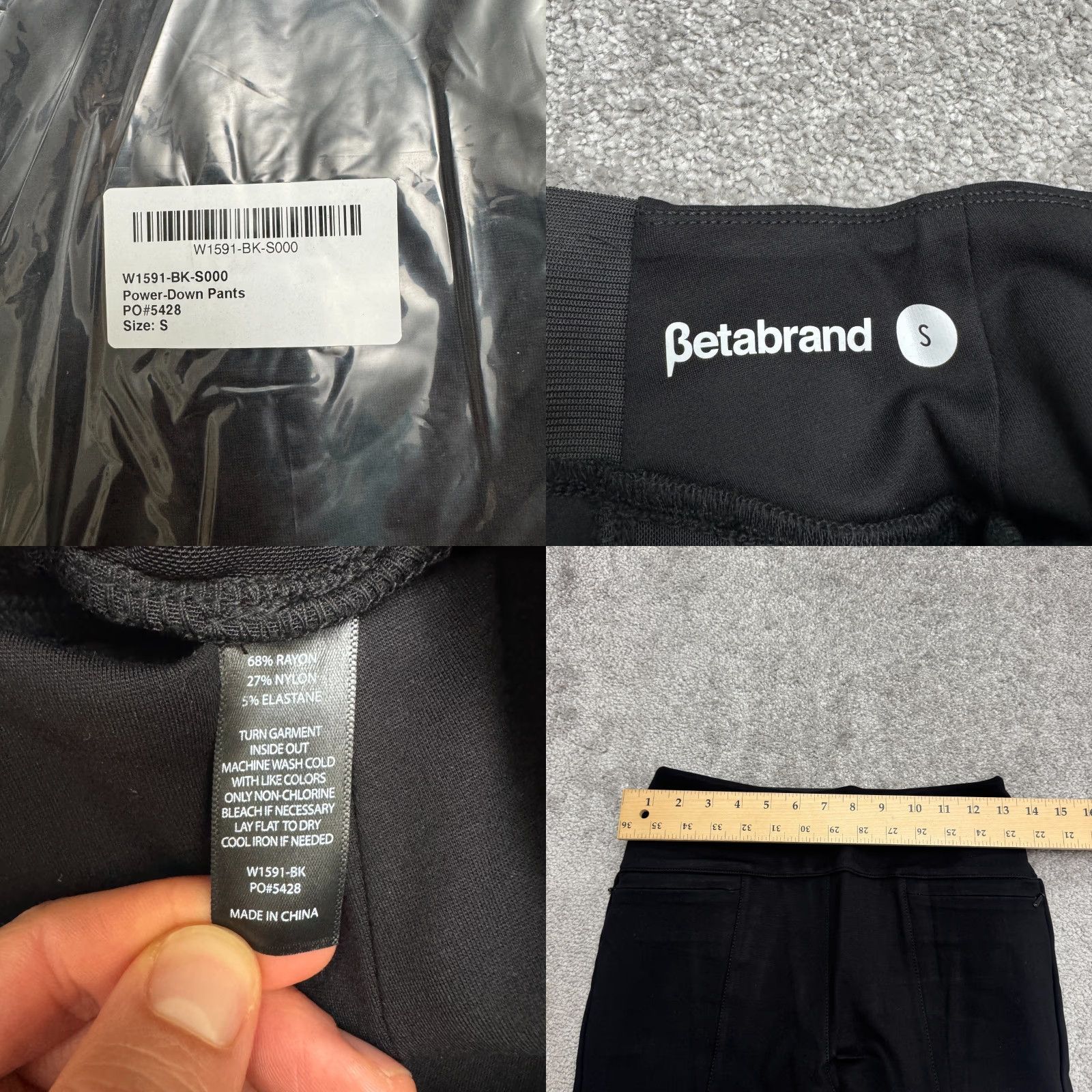Vintage VINTAGE Betabrand Power Down Skinny Yoga Pants Womens Small Black Stretch Drawstring Casual Active Wear Size 28" / US 6 / IT 42 - 8 Thumbnail
