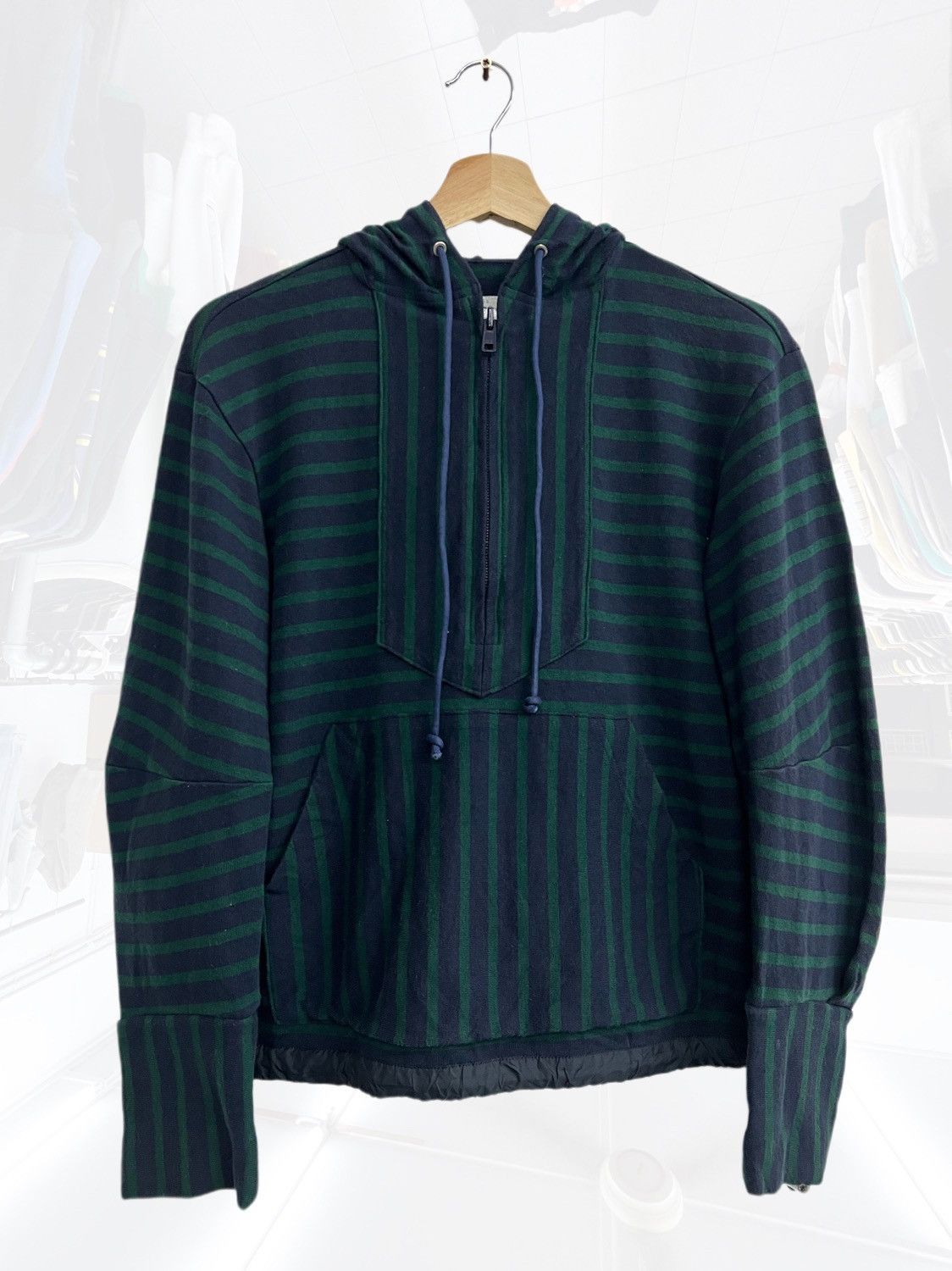 Sacai SACAI HALFZIP STRIPED HOODIE Size US M / EU 48-50 / 2 - 1 Thumbnail