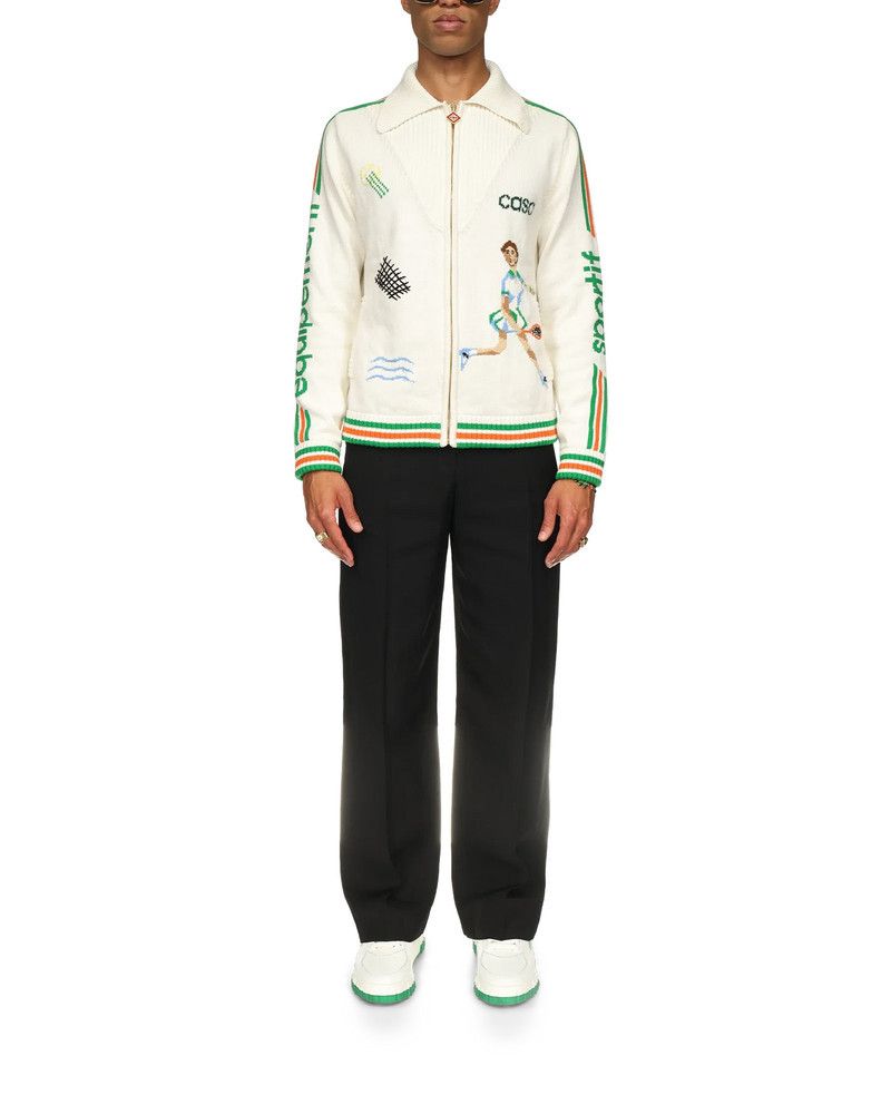 Casablanca o1mle0326 Le Jeu Intarsia Knit Jacket in White Size US L / EU 52-54 / 3 - 2 Thumbnail