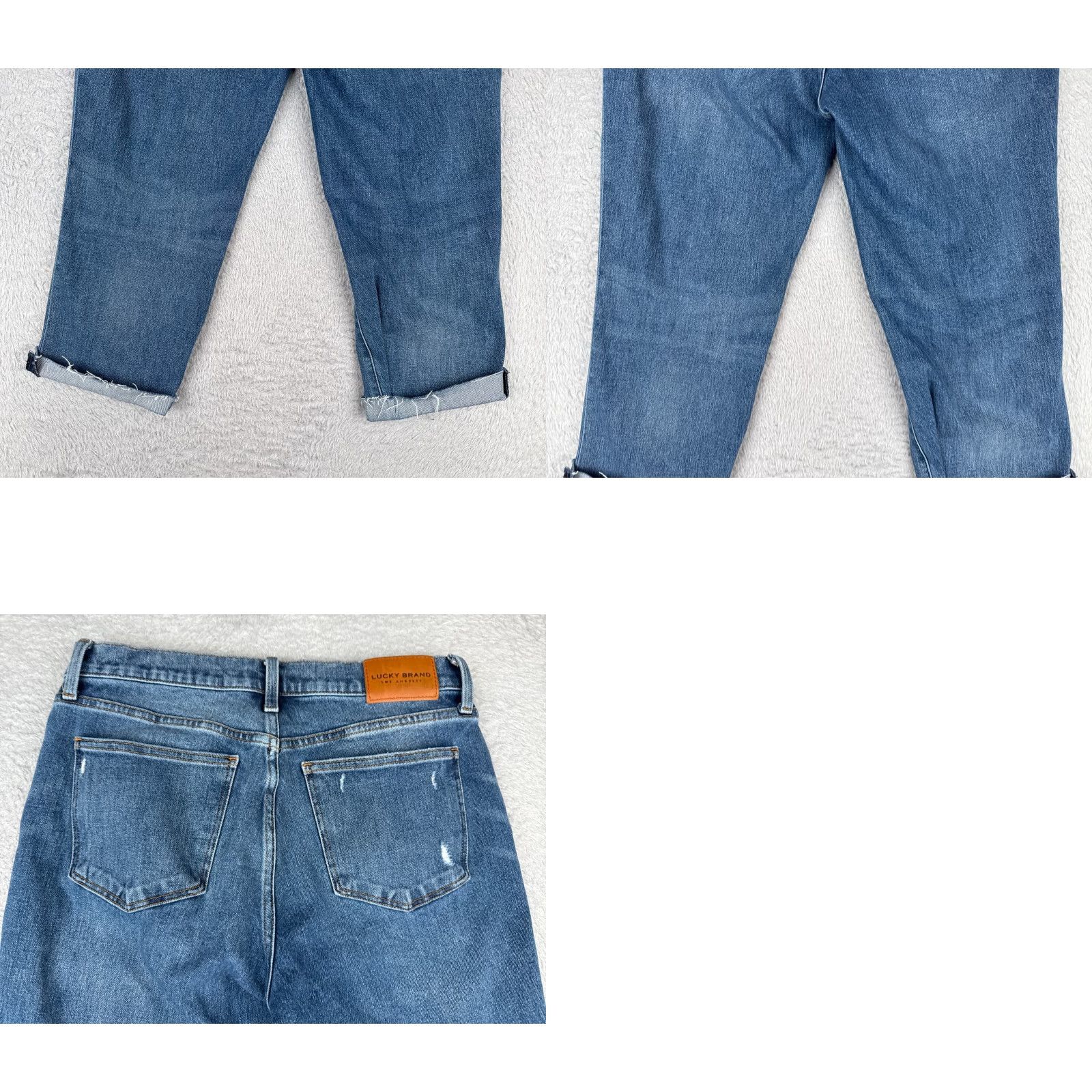 Lucky Brand Lucky Brand Jeans Womens 12 Blue Denim Crop High Rise Distressed Cotton 31x22 Size 34" / US 12 / IT 48 - 10 Thumbnail