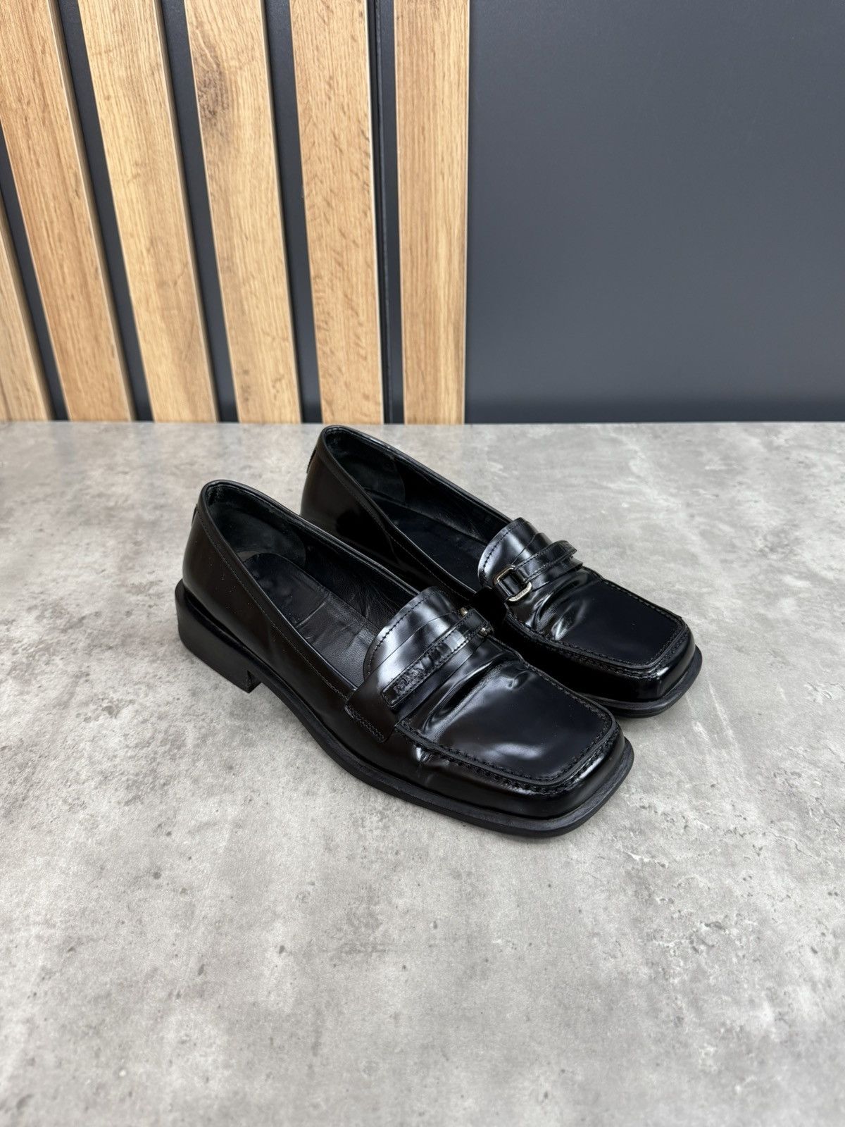 Prada Prada Black Leather Square Toe Loafers Women’s Size 37 Size US 7 / IT 37 - 12 Thumbnail