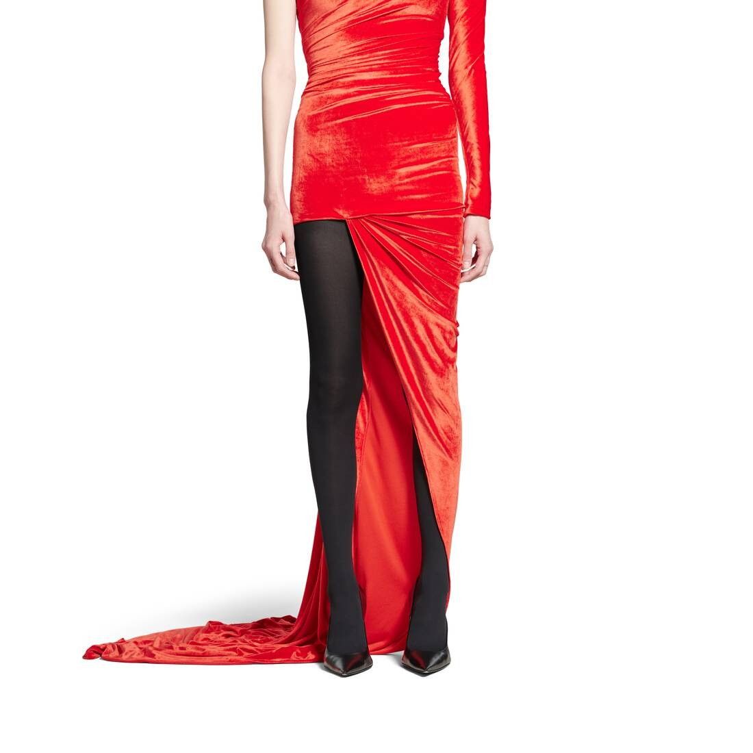 Balenciaga o1s1rm1225 Asymmetric Dress in Red Size S / US 4 / IT 40 - 6 Thumbnail