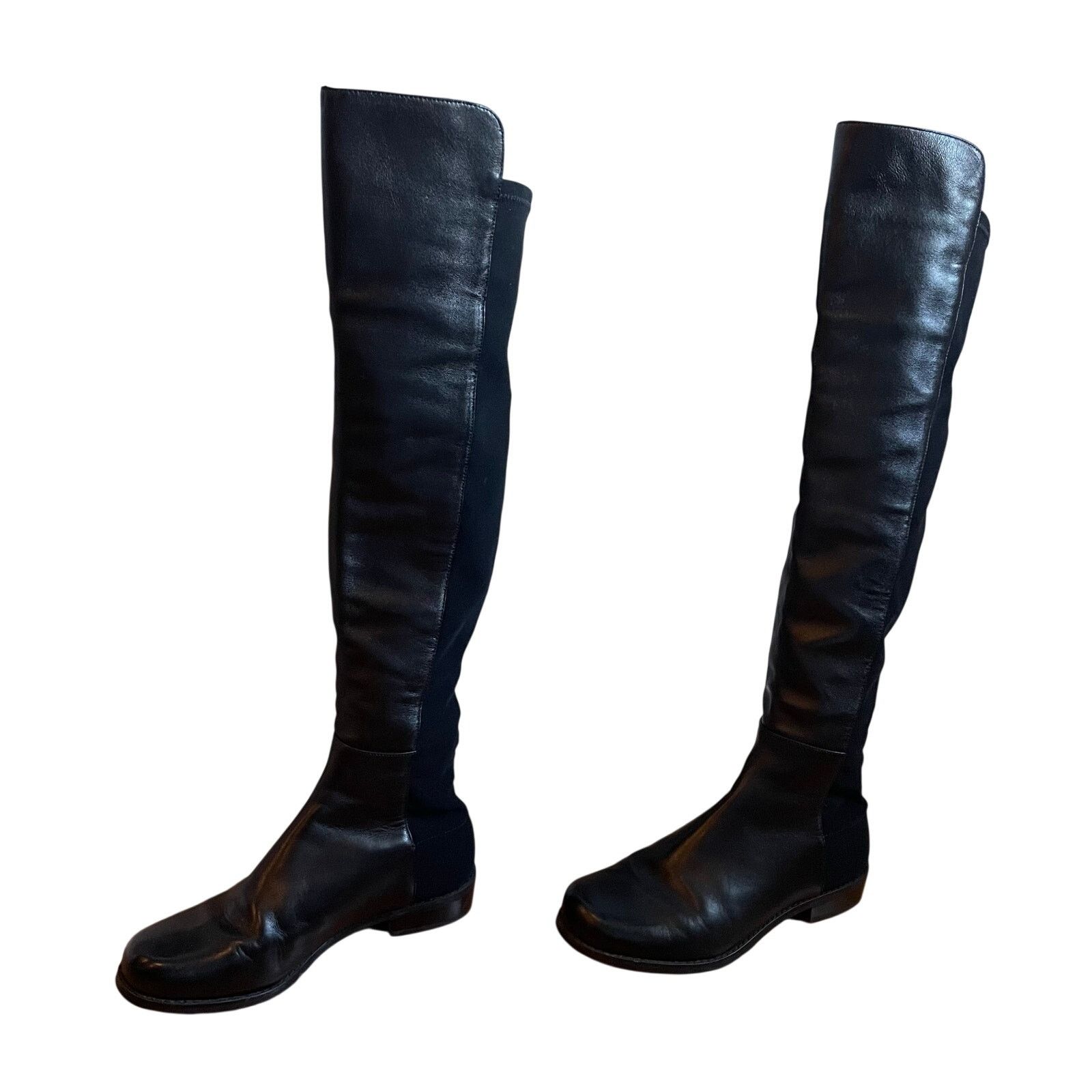 Stuart Weitzman Stuart Weitzman 5050 Black Leather Elastic Tall Boots sz US5 Size US 5 / IT 35 - 2 Thumbnail