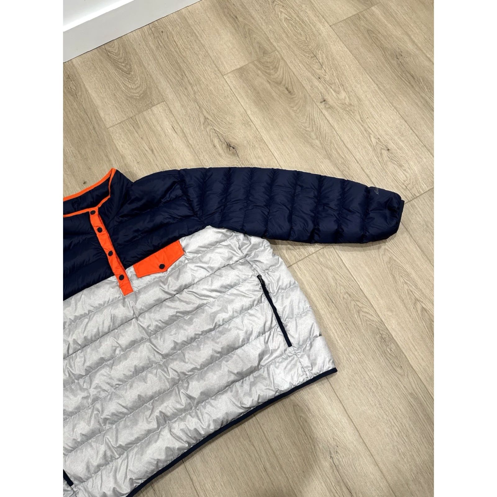 Eddie Bauer Eddie Bauer Puffer Pullover Women 3X Stratuslite Goose Down Snap Mock Quilted Silver Blue Orange Size XXL / US 16-18 / IT 52-54 - 2 Thumbnail