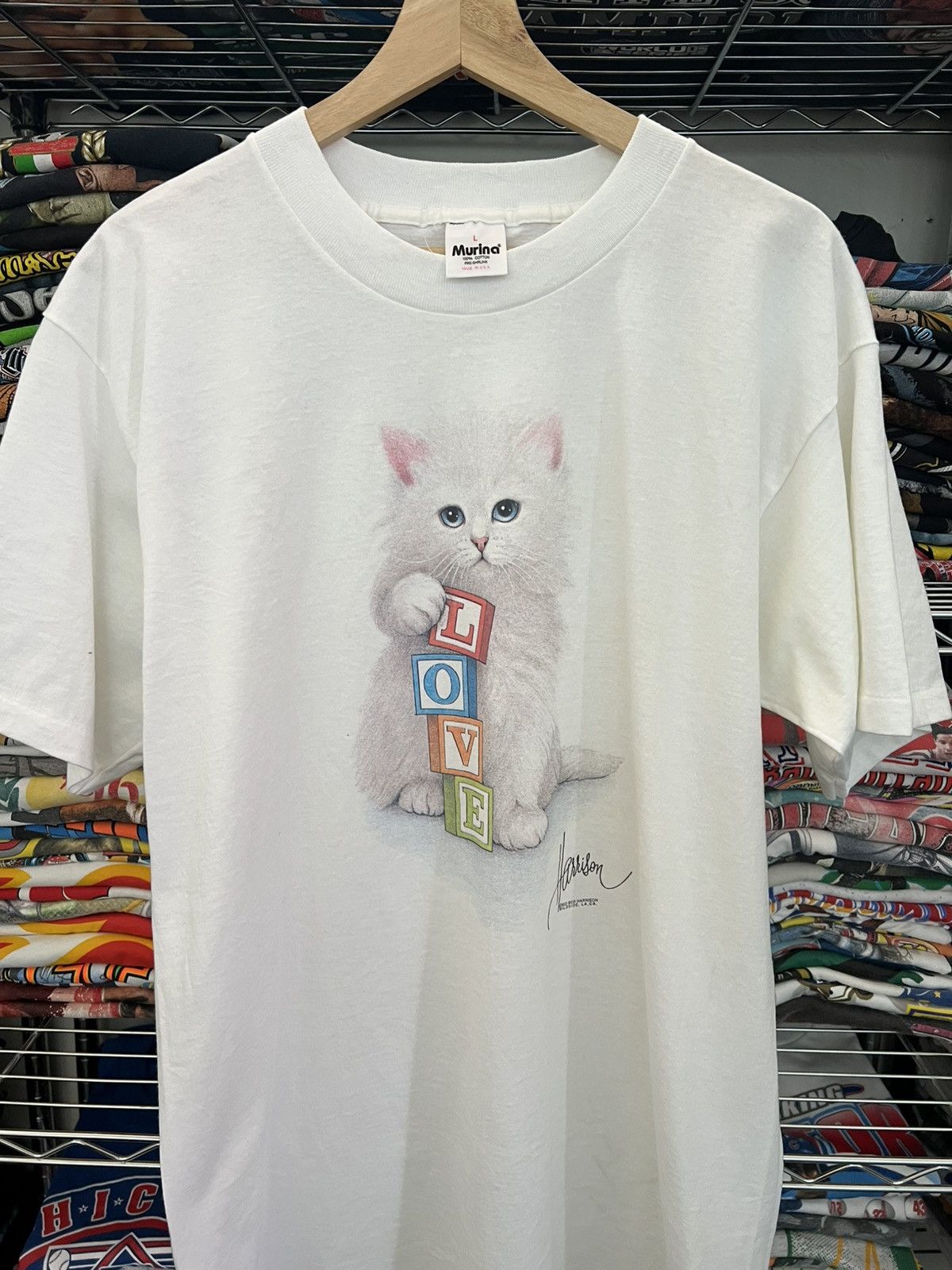 Arts & Science 1991 Harrison Cat Love Single Stitch Tee Size US L / EU 52-54 / 3 - 3 Thumbnail