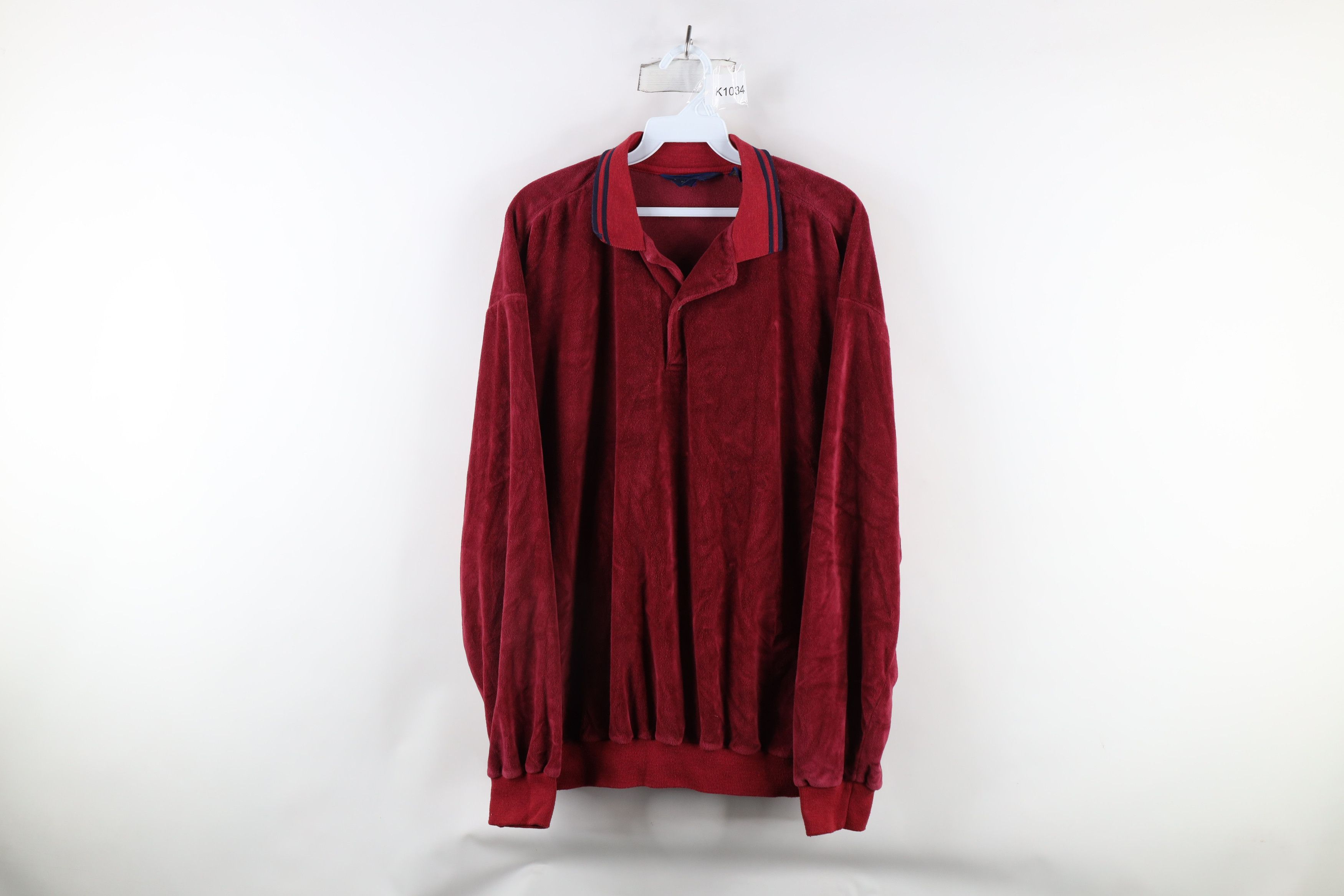 Vintage Vintage 90s Streetwear Collared Pullover Long Sleeve Polo Size US L / EU 52-54 / 3 - 1 Thumbnail