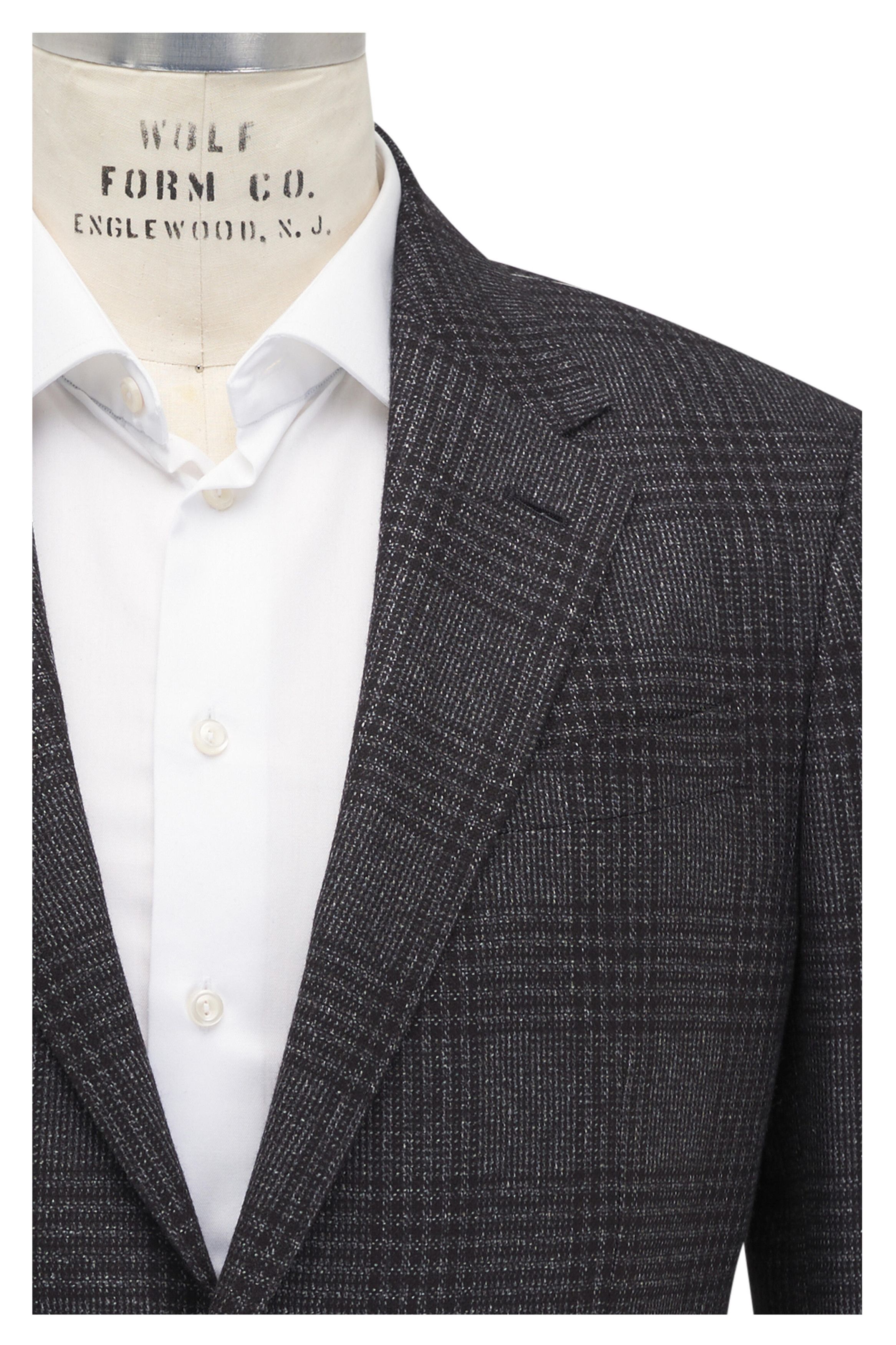 Z Zegna o1mtch0225 Tonal Plaid Sportcoat in Black/White Size US L / EU 52-54 / 3 - 2 Thumbnail