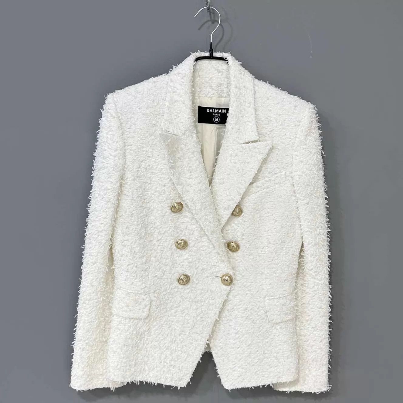 Balmain BALMAIN white tweed gold button Coco jacket 40 Size S / US 4 / IT 40 - 2 Thumbnail