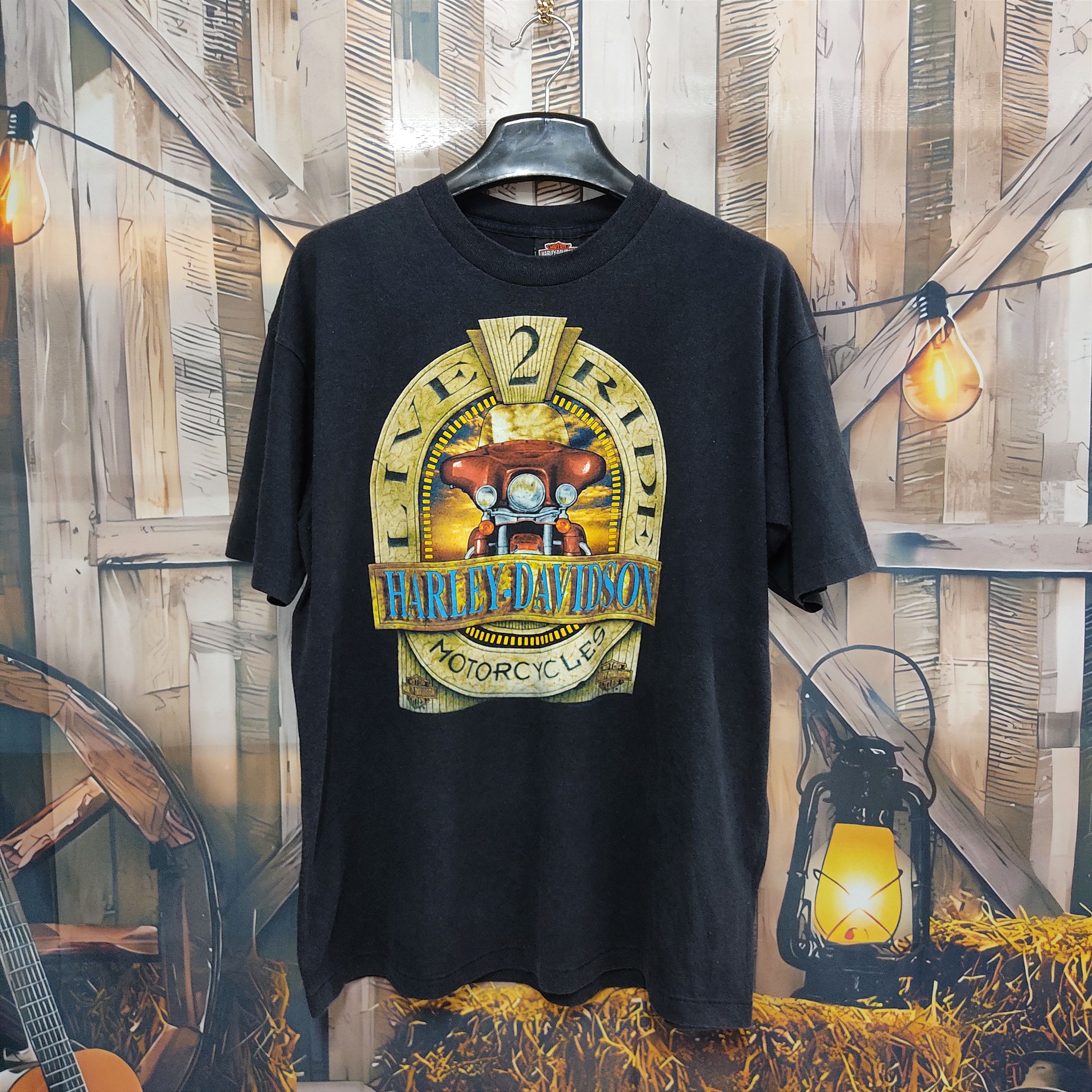 Harley Davidson Vintage 90s HARLEY DAVIDSON 'Live 2 Ride' Holoubek T-shirt Size US XL / EU 56 / 4 - 1 Thumbnail
